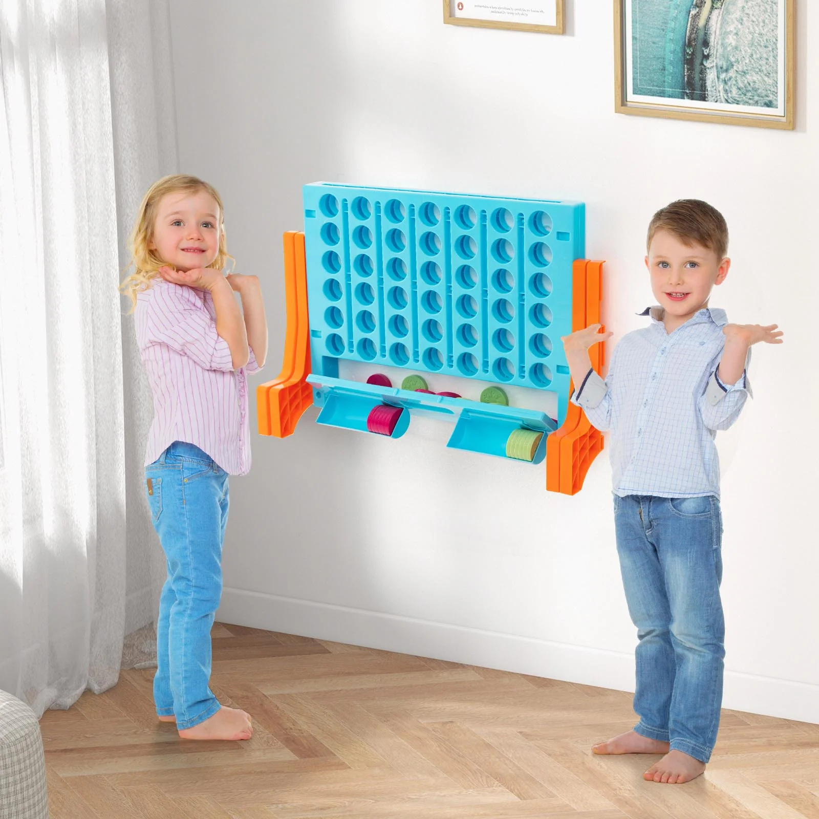 Jumbo 4-to-Score Connect Game Set with Carrying Bag and 42 Coins - Image 26