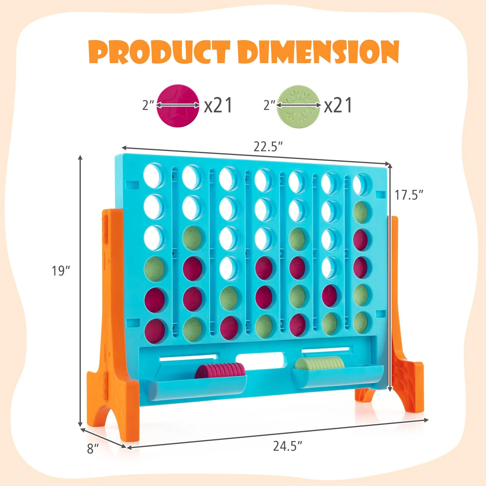 Jumbo 4-to-Score Connect Game Set with Carrying Bag and 42 Coins - Image 28