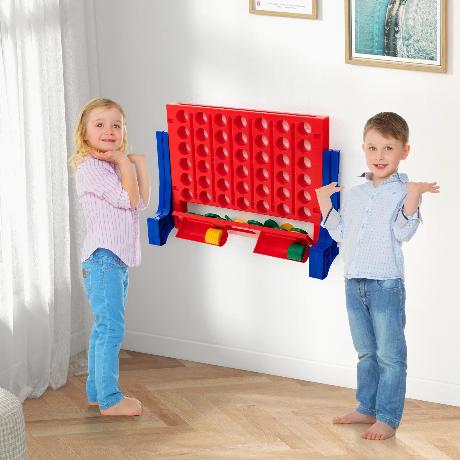 Jumbo 4-to-Score Connect Game Set with Carrying Bag and 42 Coins - Image 5