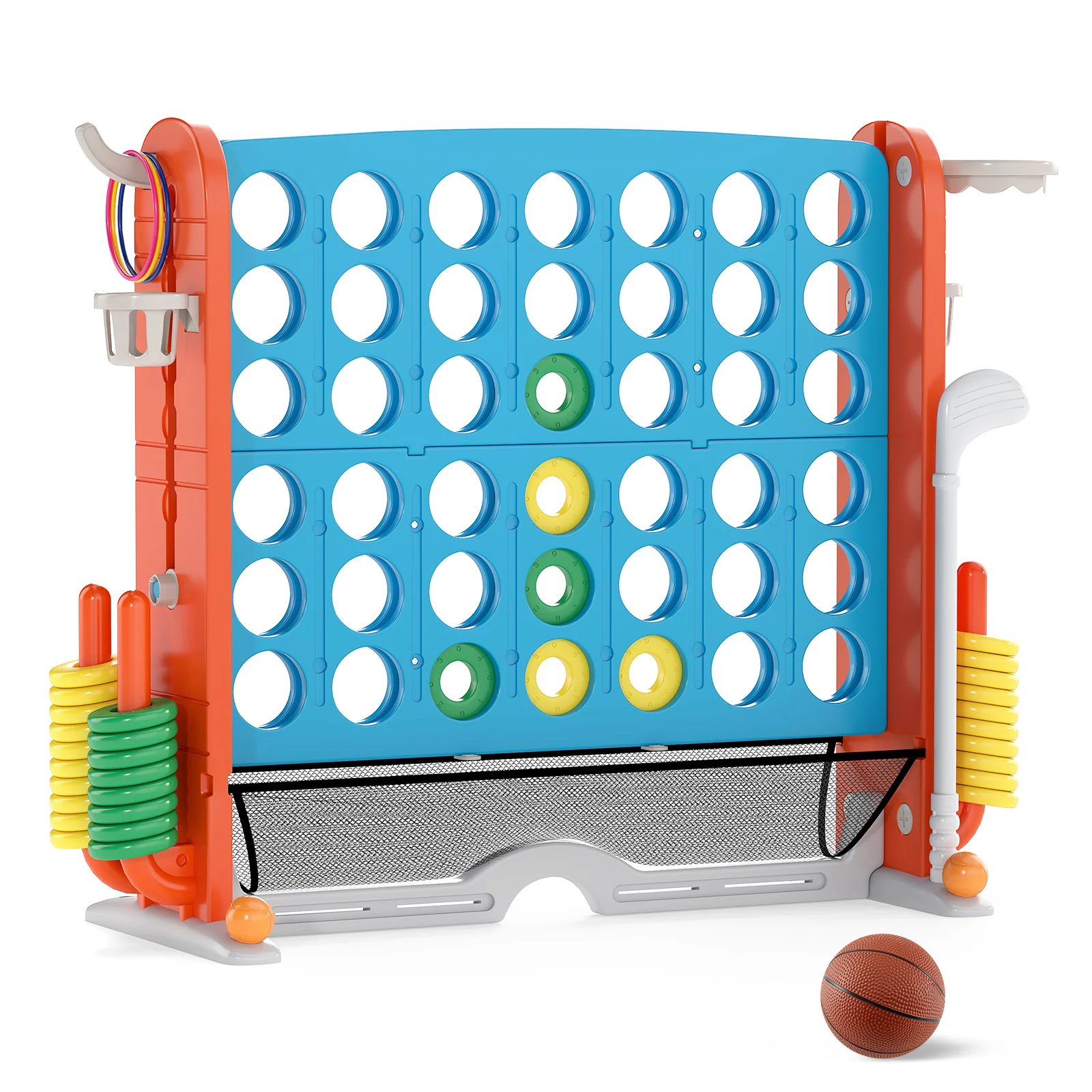Jumbo 4-to-Score Game with Ring-toss and Basketball Hoop - Image 11