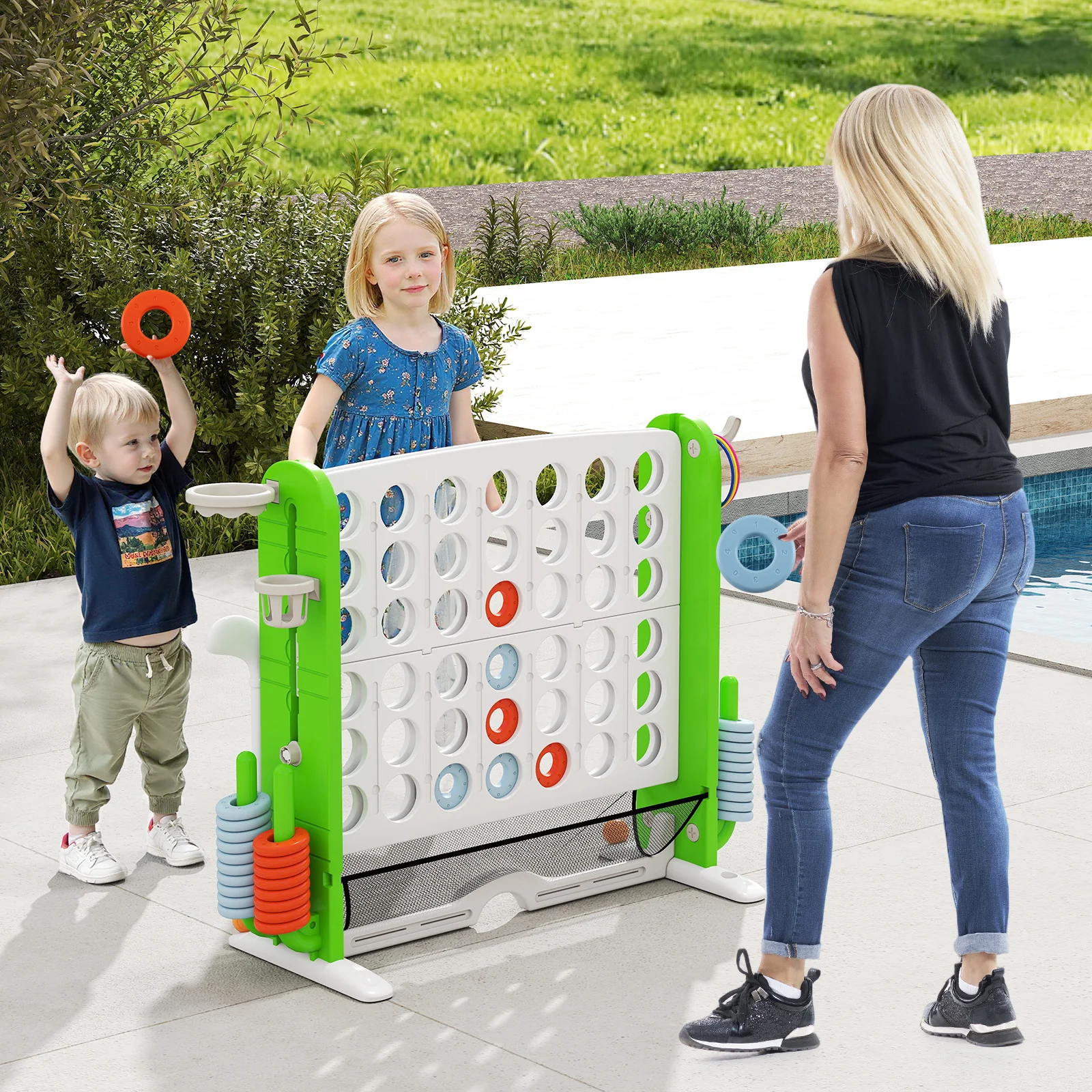 Jumbo 4-to-Score Game with Ring-toss and Basketball Hoop - Image 2