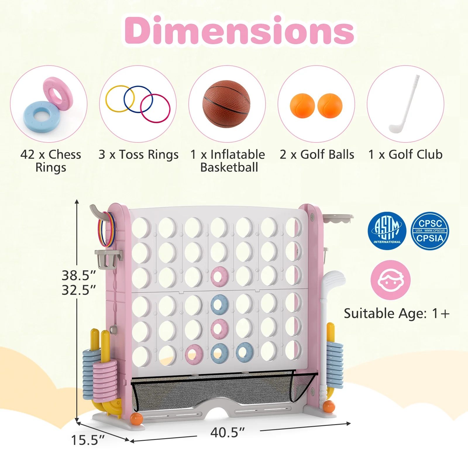 Jumbo 4-to-Score Game with Ring-toss and Basketball Hoop - Image 21