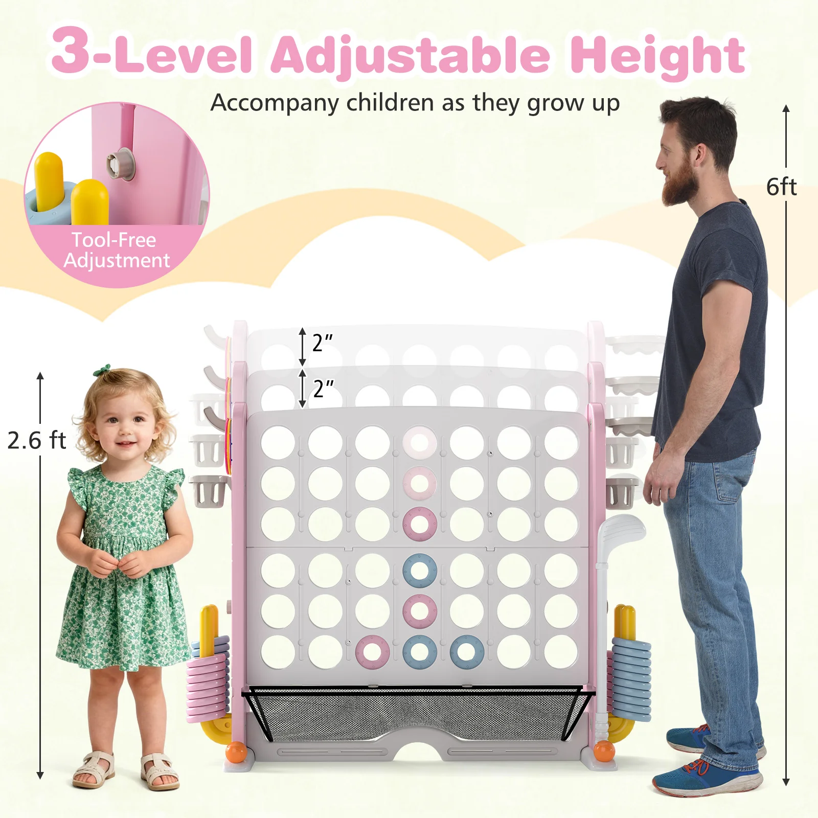 Jumbo 4-to-Score Game with Ring-toss and Basketball Hoop - Image 22