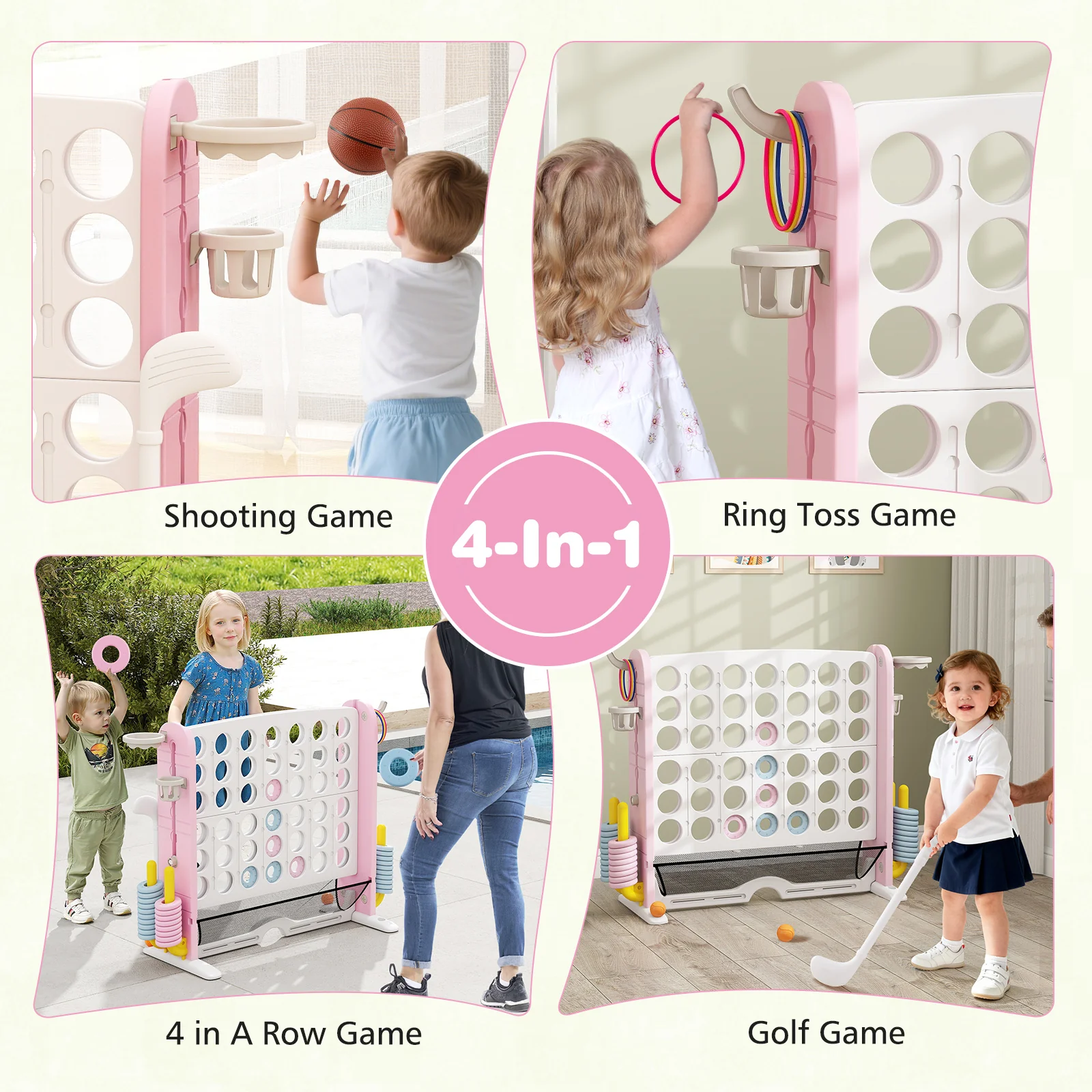 Jumbo 4-to-Score Game with Ring-toss and Basketball Hoop - Image 24