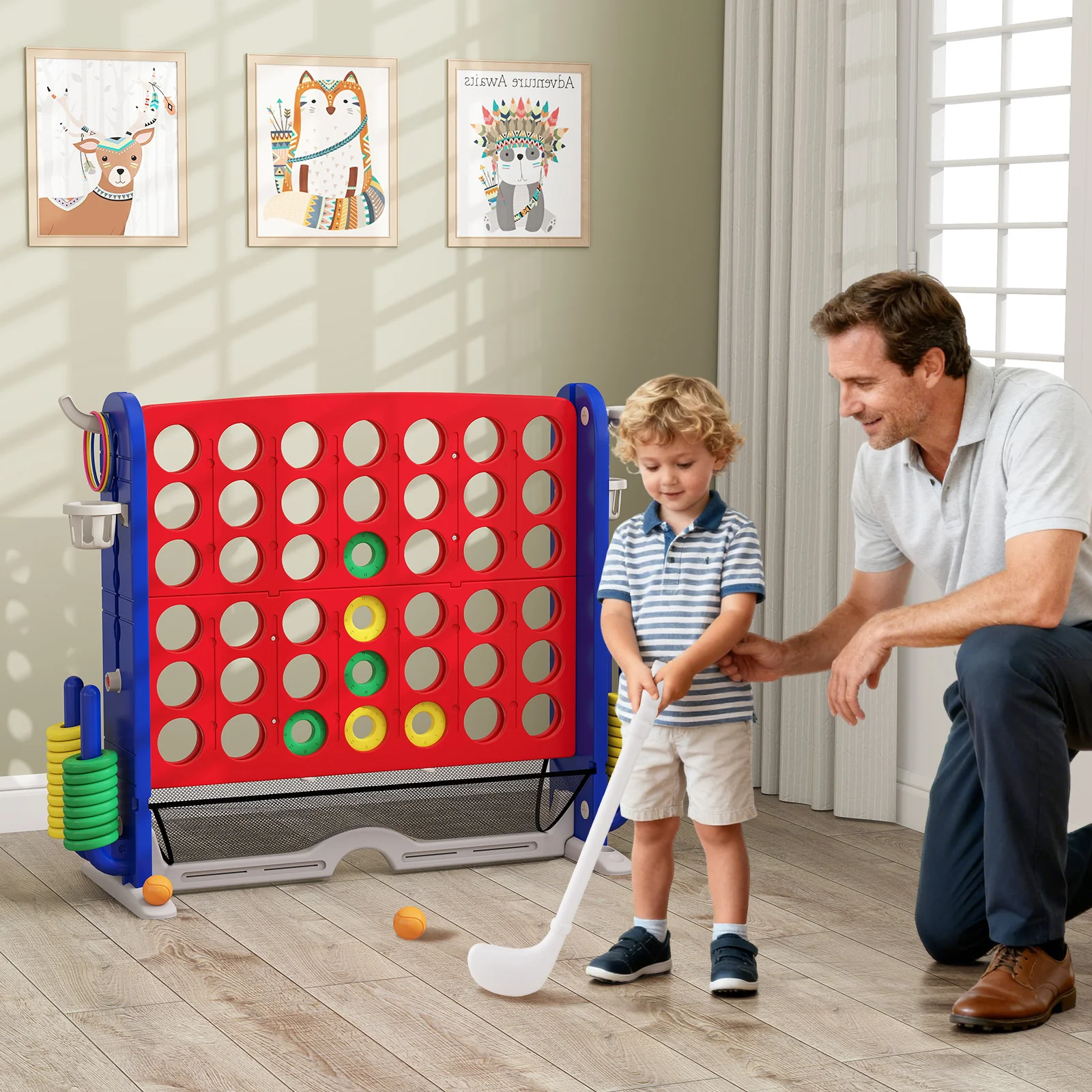 Jumbo 4-to-Score Game with Ring-toss and Basketball Hoop - Image 25