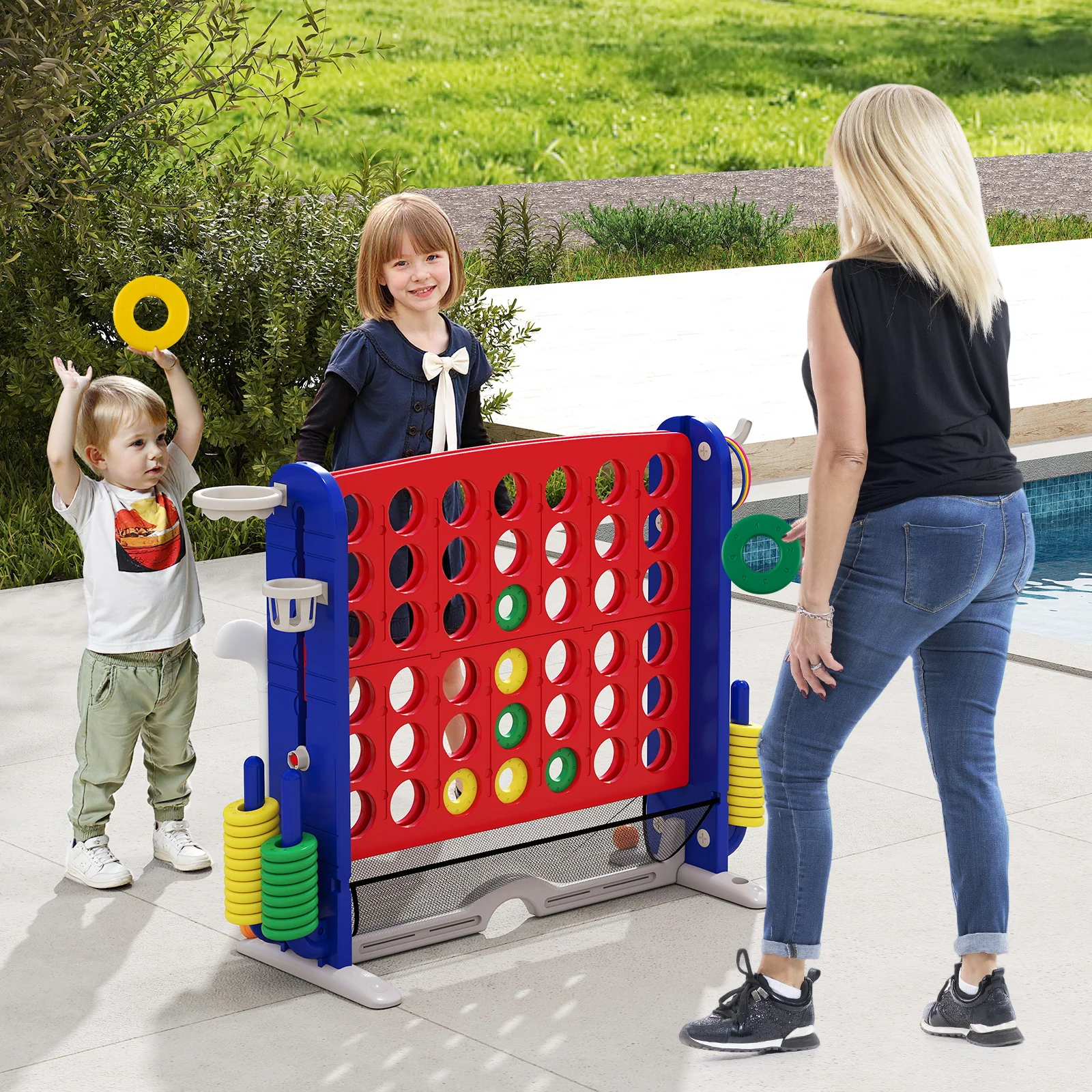 Jumbo 4-to-Score Game with Ring-toss and Basketball Hoop - Image 26