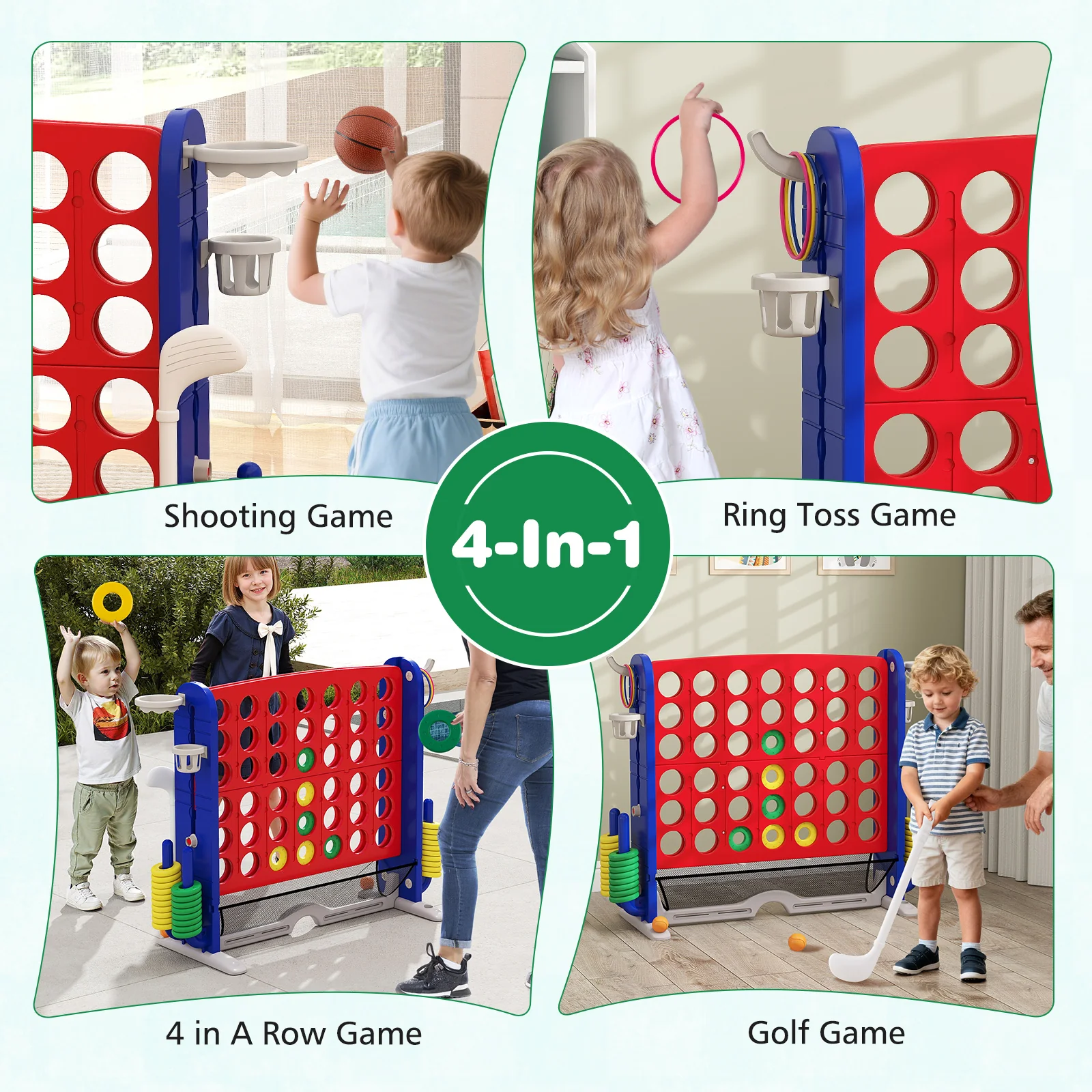 Jumbo 4-to-Score Game with Ring-toss and Basketball Hoop - Image 32
