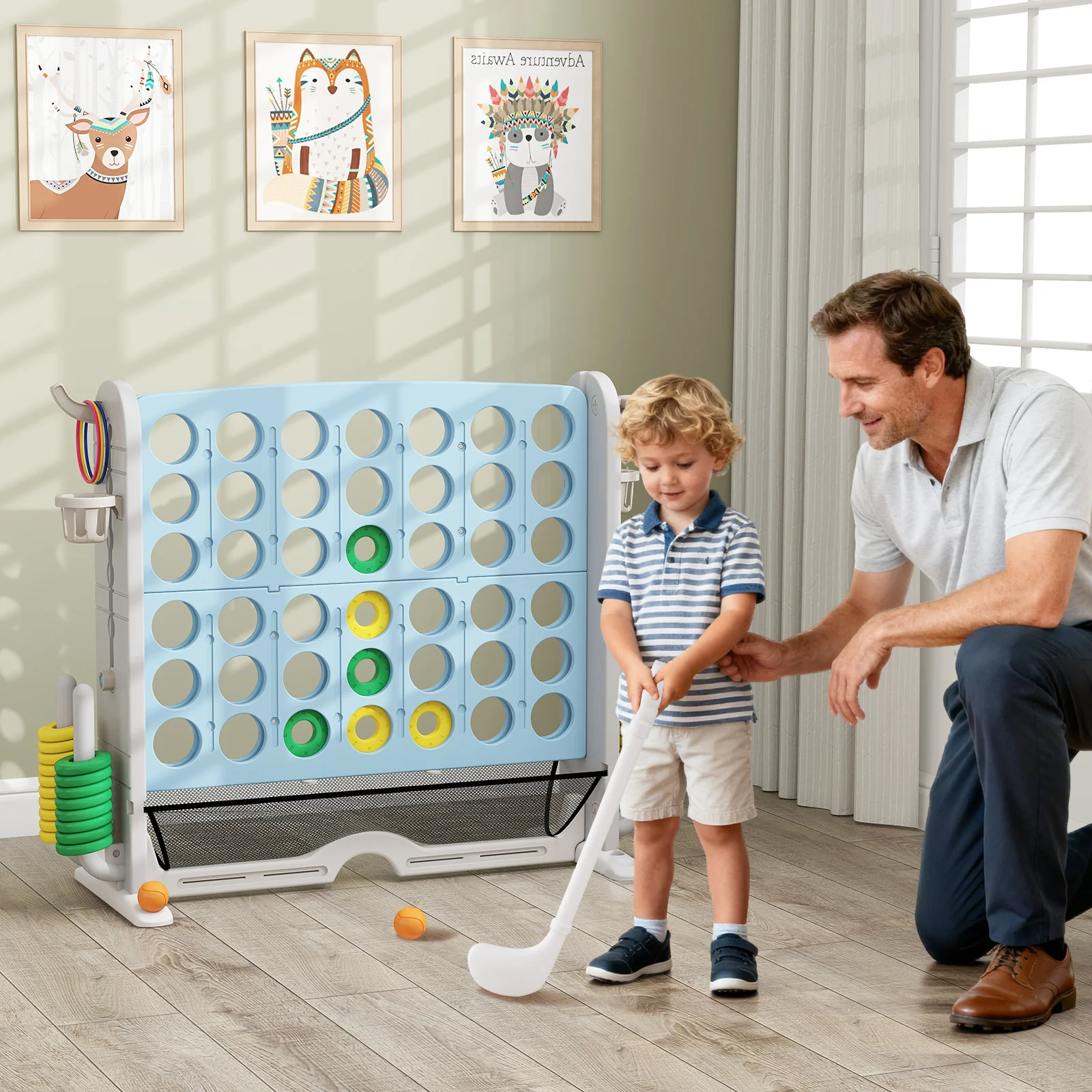 Jumbo 4-to-Score Game with Ring-toss and Basketball Hoop - Image 33