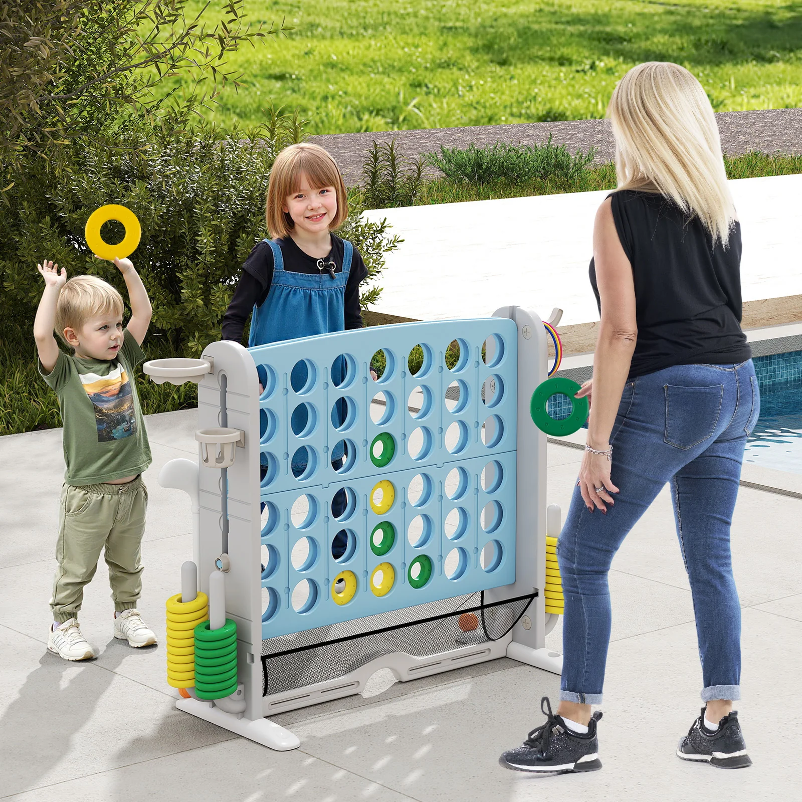Jumbo 4-to-Score Game with Ring-toss and Basketball Hoop - Image 34