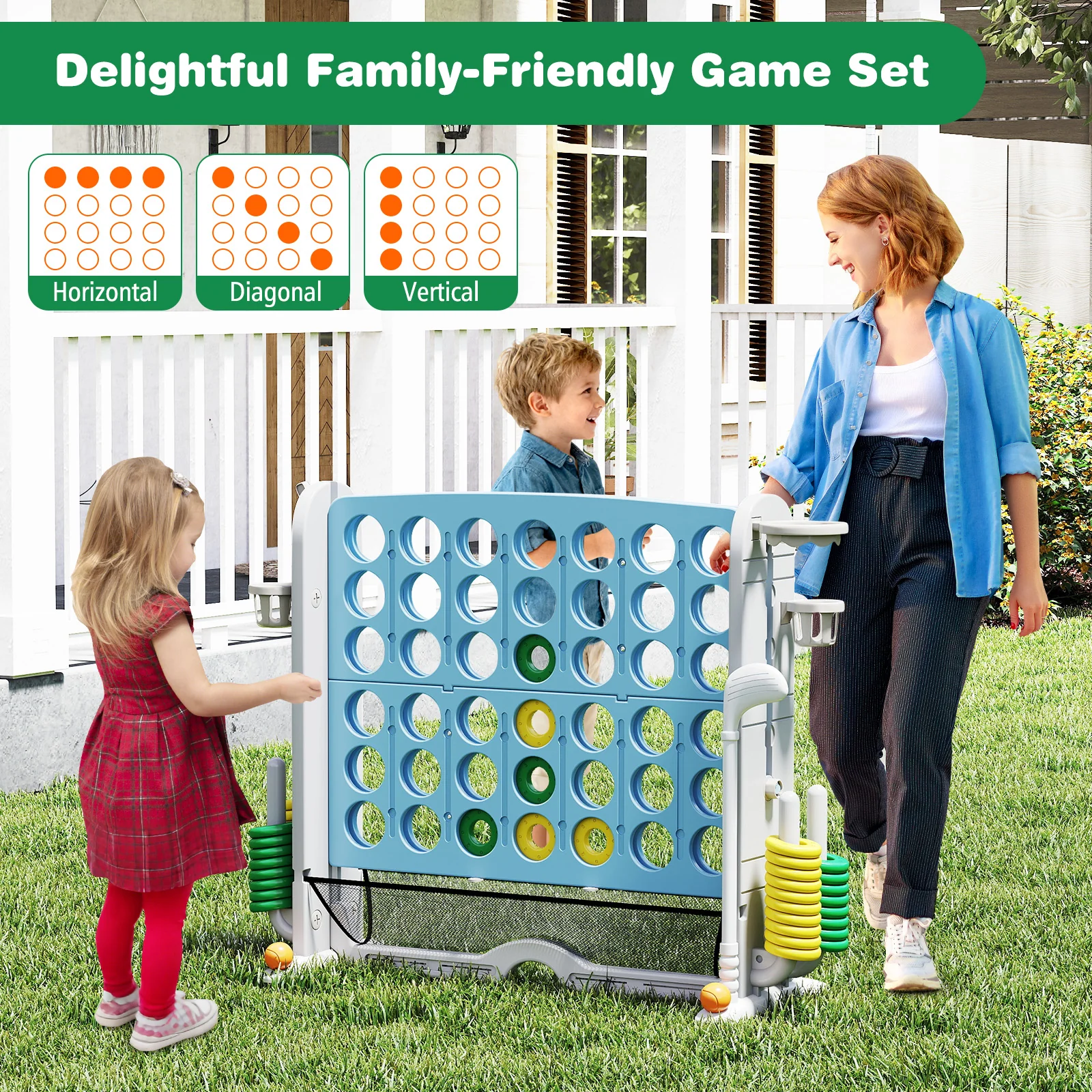 Jumbo 4-to-Score Game with Ring-toss and Basketball Hoop - Image 38