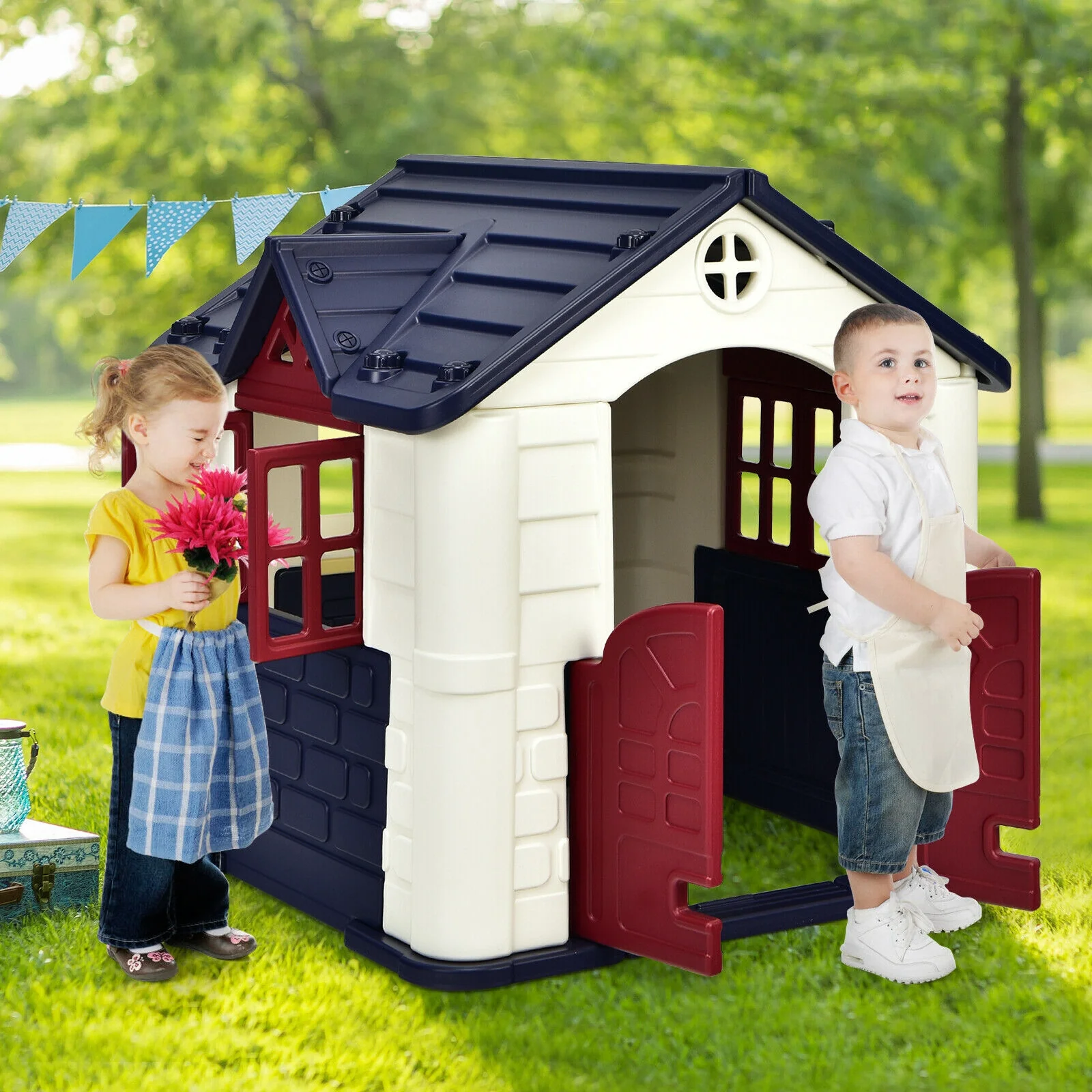 Kidâs Playhouse Pretend Toy House For Boys and Girls 7 Pieces Toy Set