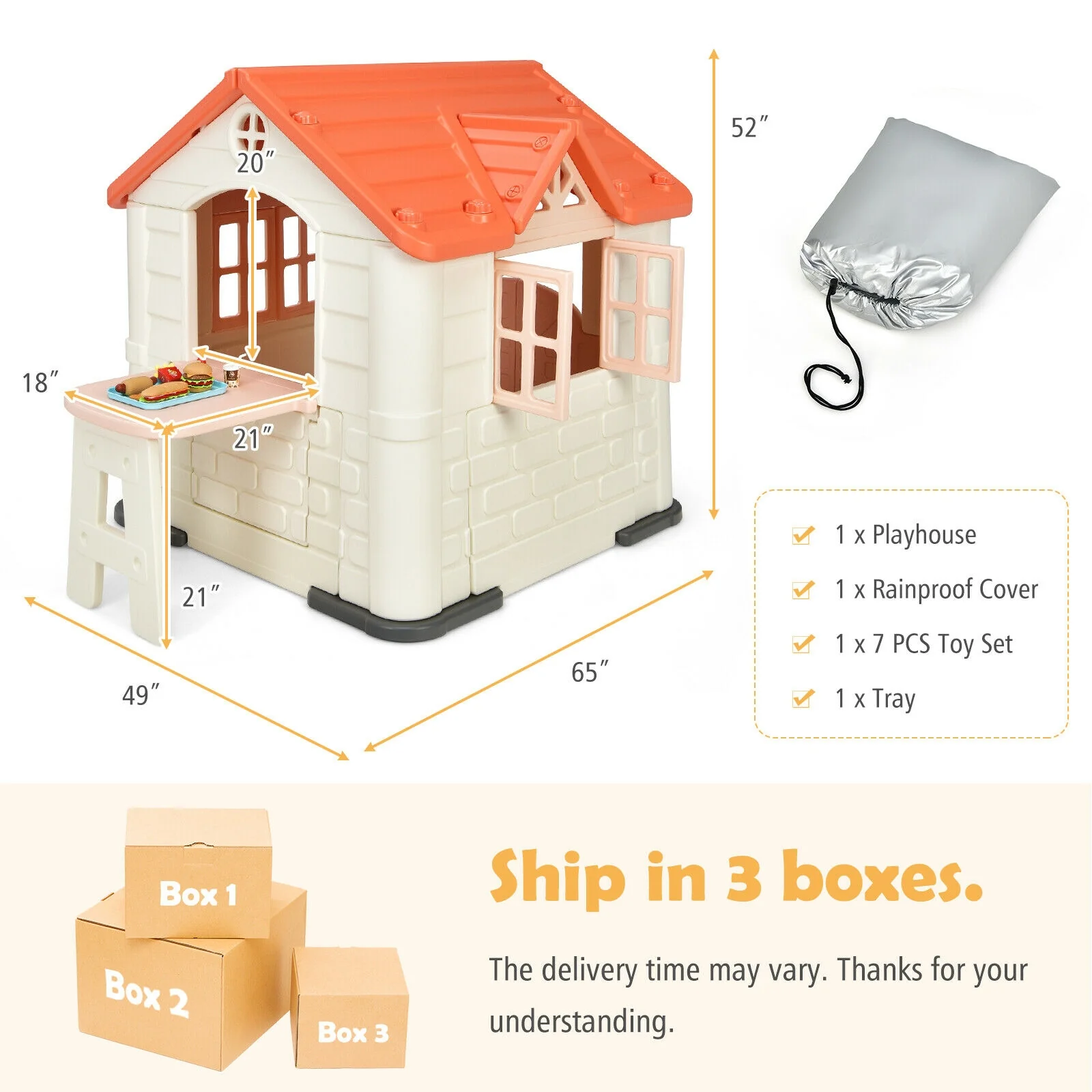 Kidâs Playhouse Pretend Toy House For Boys and Girls 7 Pieces Toy Set - Image 12