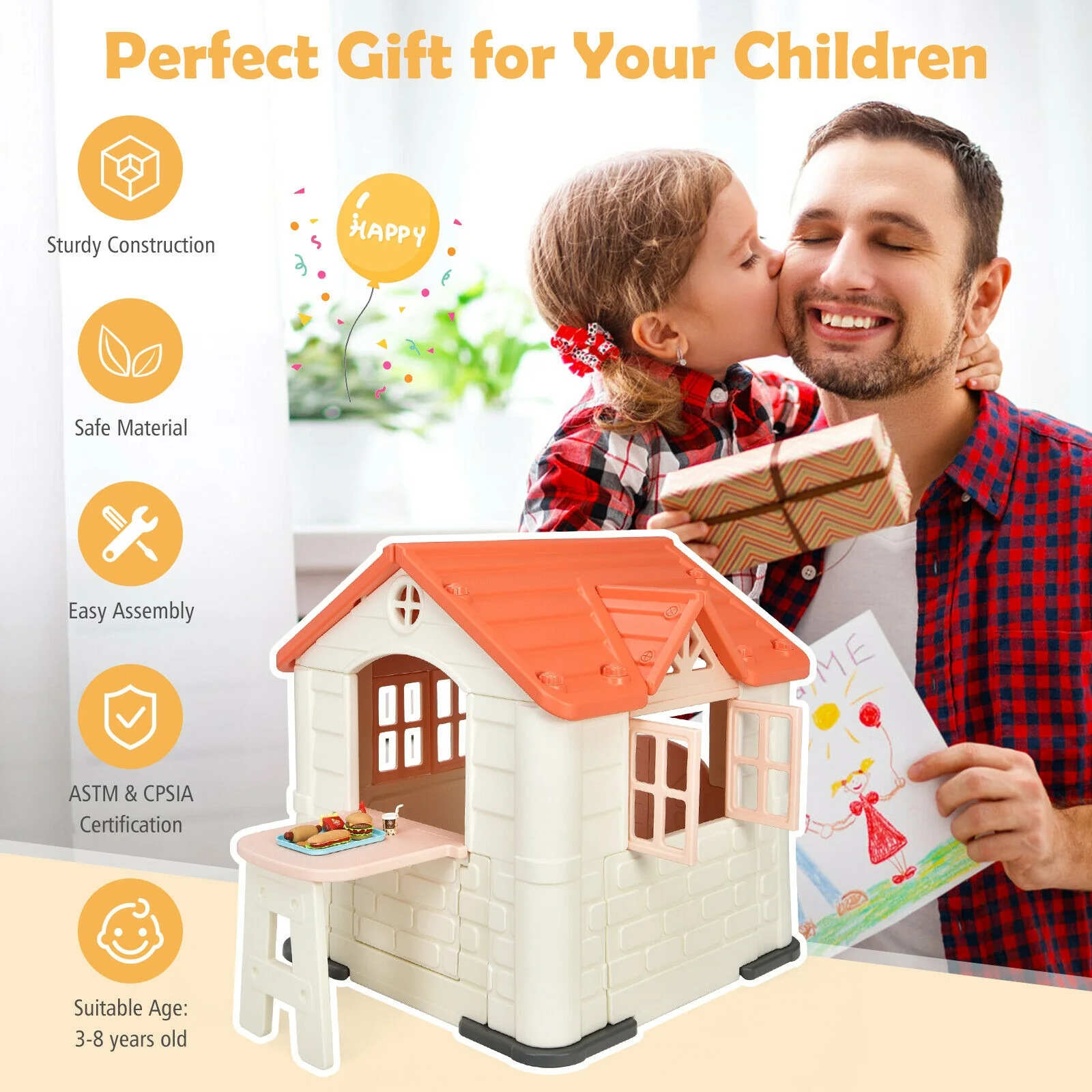 Kidâs Playhouse Pretend Toy House For Boys and Girls 7 Pieces Toy Set - Image 13