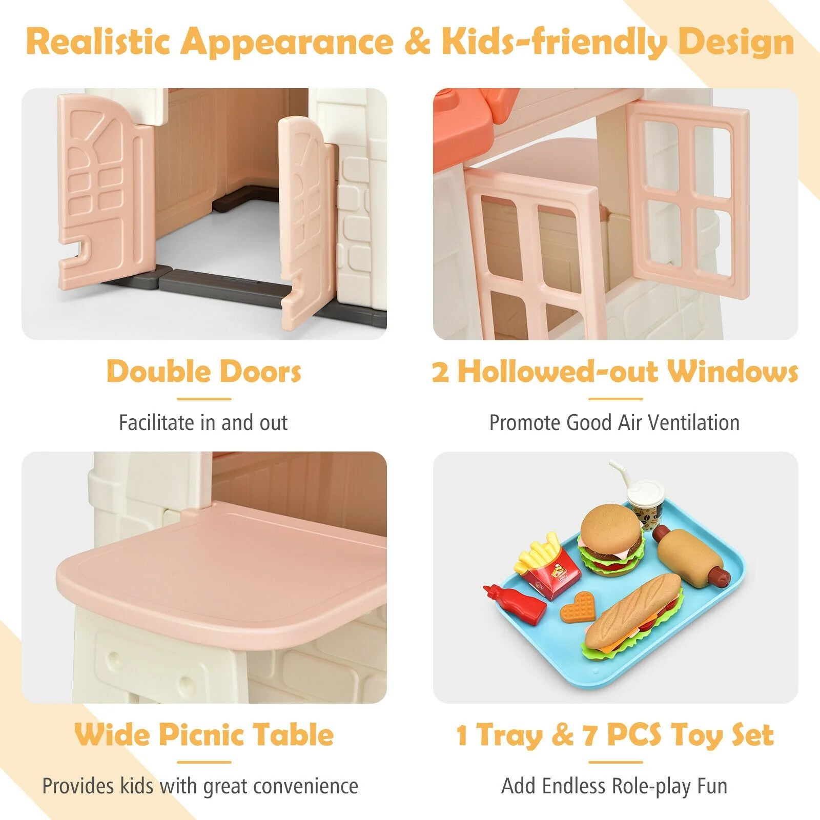 Kidâs Playhouse Pretend Toy House For Boys and Girls 7 Pieces Toy Set - Image 14