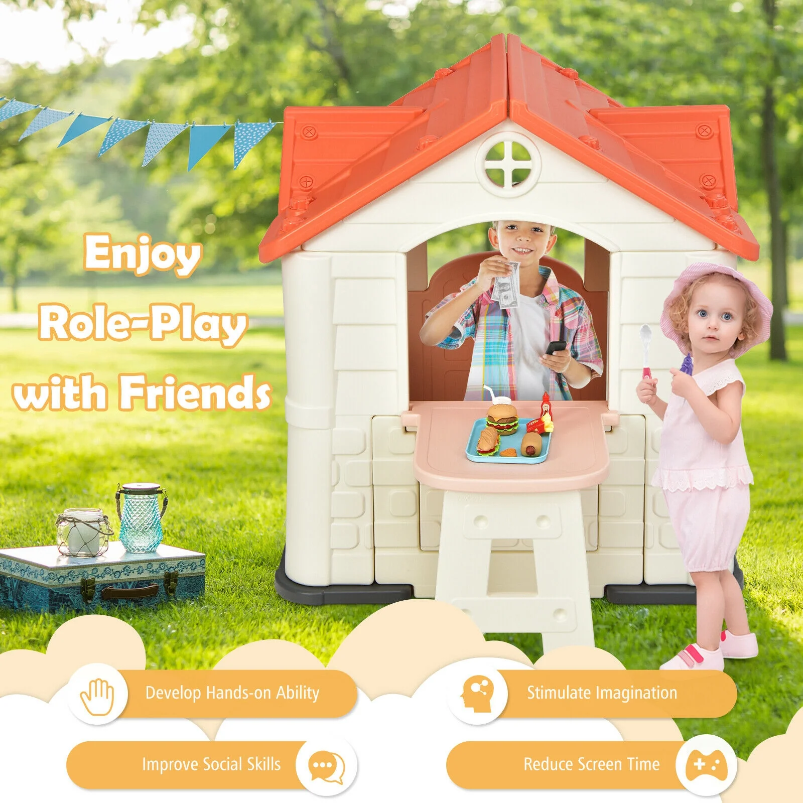 Kidâs Playhouse Pretend Toy House For Boys and Girls 7 Pieces Toy Set - Image 16