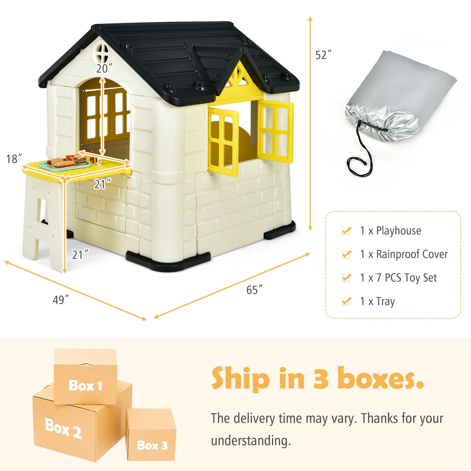Kidâs Playhouse Pretend Toy House For Boys and Girls 7 Pieces Toy Set - Image 20