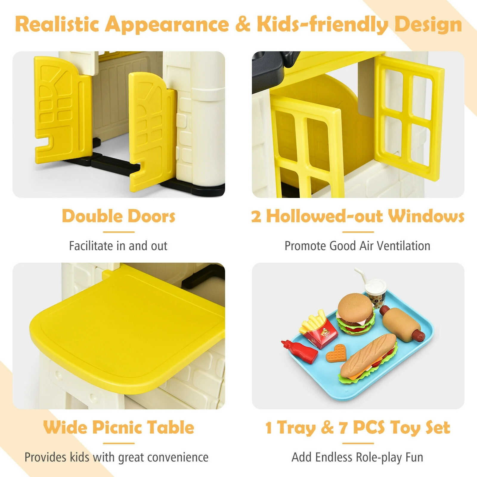 Kidâs Playhouse Pretend Toy House For Boys and Girls 7 Pieces Toy Set - Image 22