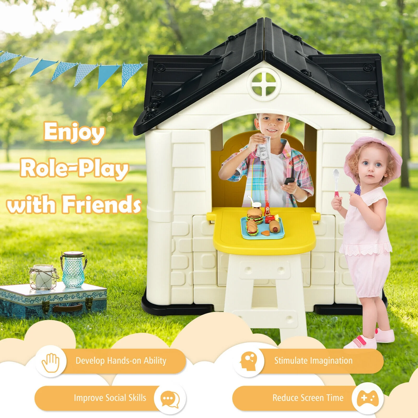 Kidâs Playhouse Pretend Toy House For Boys and Girls 7 Pieces Toy Set - Image 24