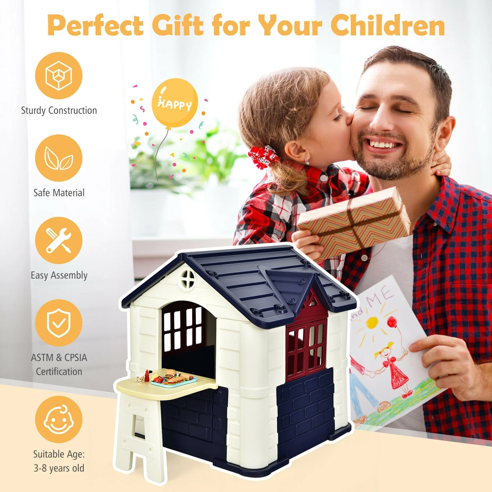 Kidâs Playhouse Pretend Toy House For Boys and Girls 7 Pieces Toy Set - Image 5