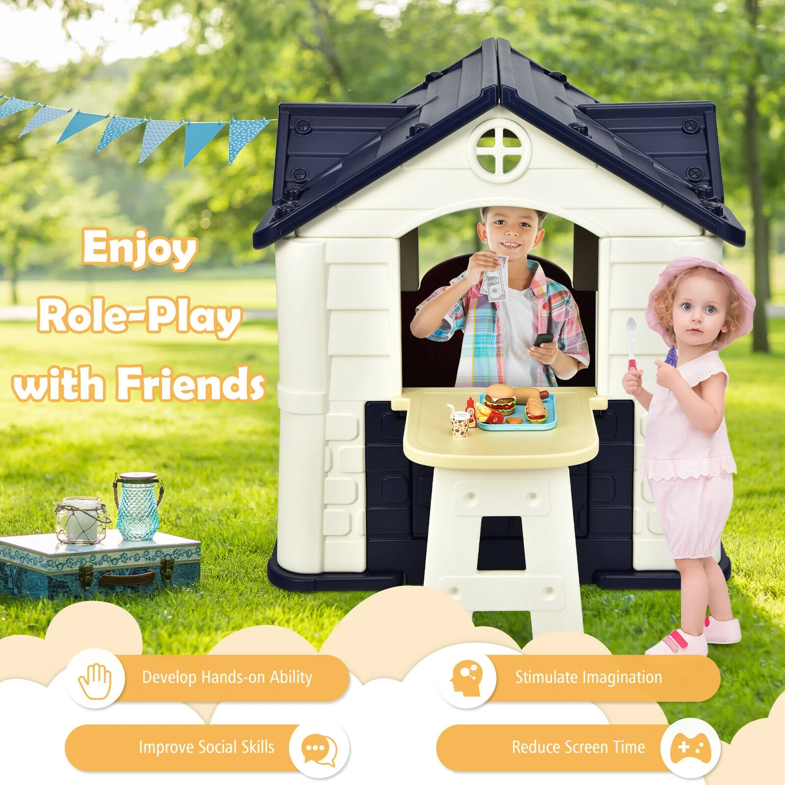 Kidâs Playhouse Pretend Toy House For Boys and Girls 7 Pieces Toy Set - Image 8