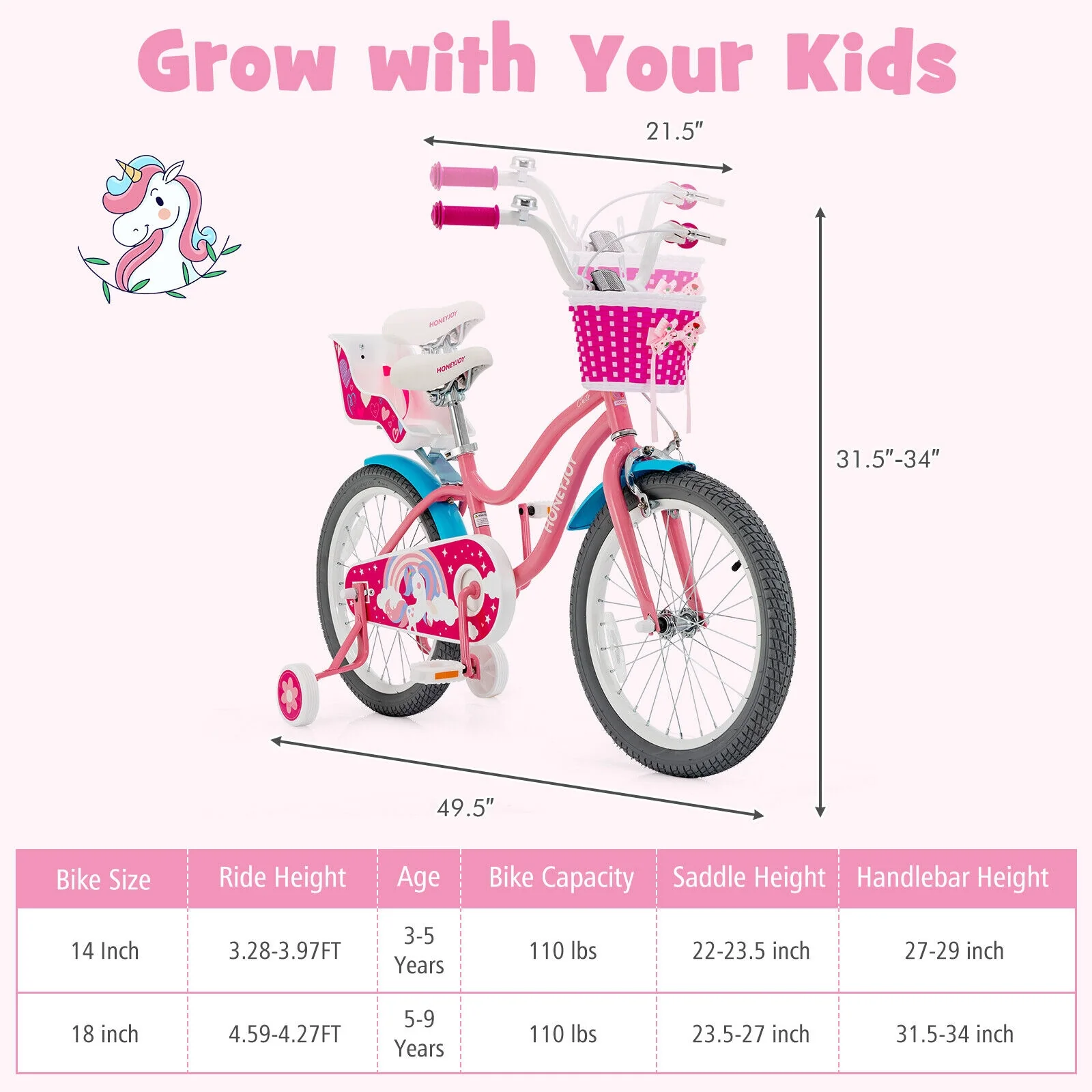 Kids Bicycle with Training Wheels and Basket for Boys and Girls Age 3-9 Years - Image 13