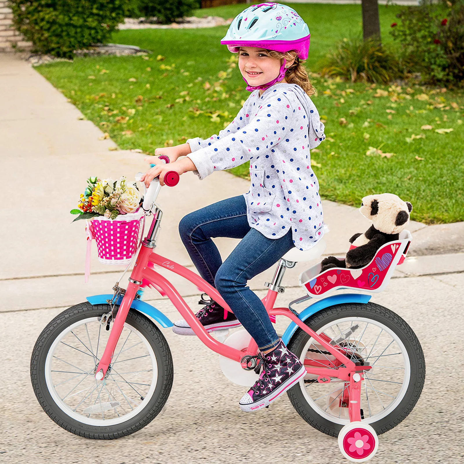 Kids Bicycle with Training Wheels and Basket for Boys and Girls Age 3-9 Years - Image 17