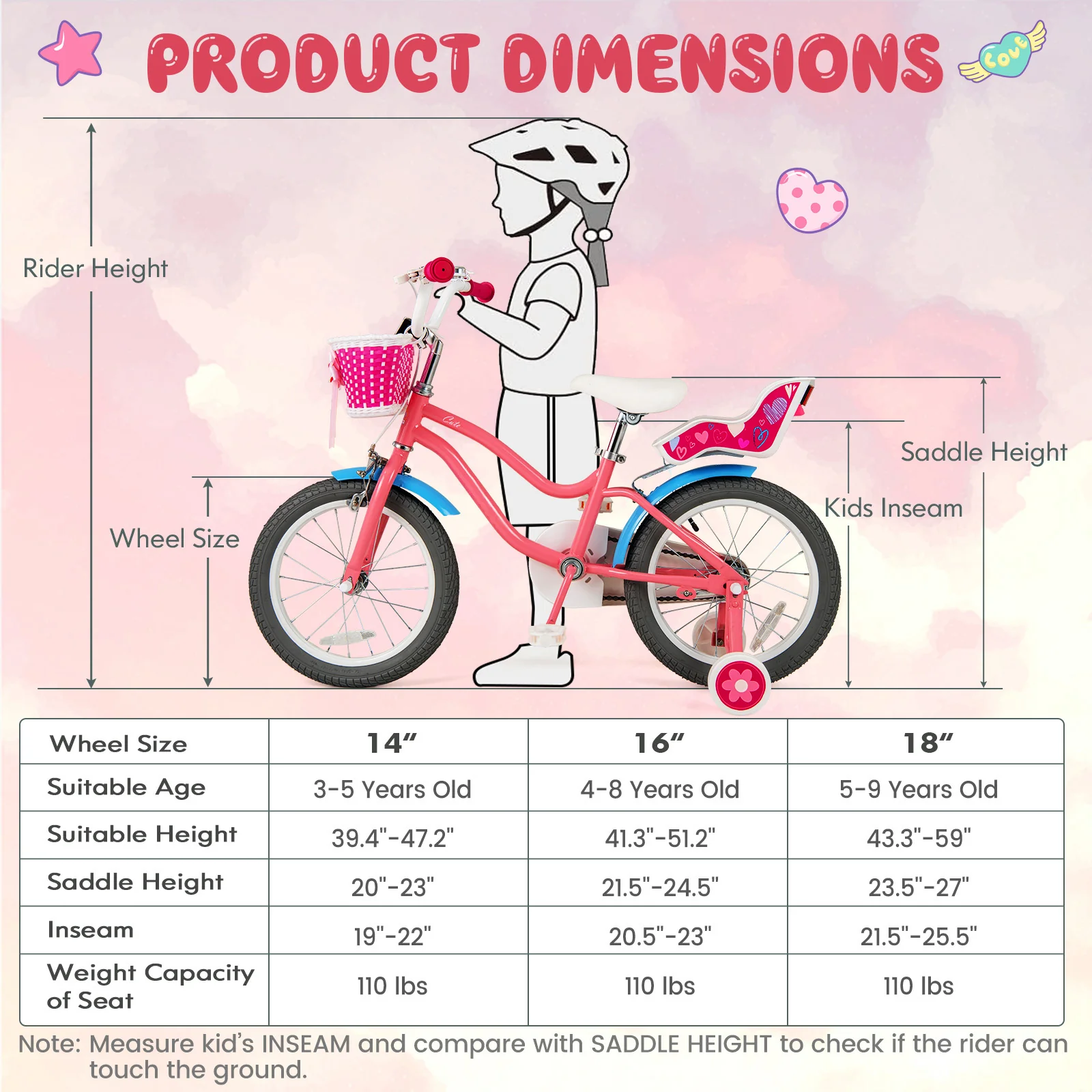 Kids Bicycle with Training Wheels and Basket for Boys and Girls Age 3-9 Years - Image 20