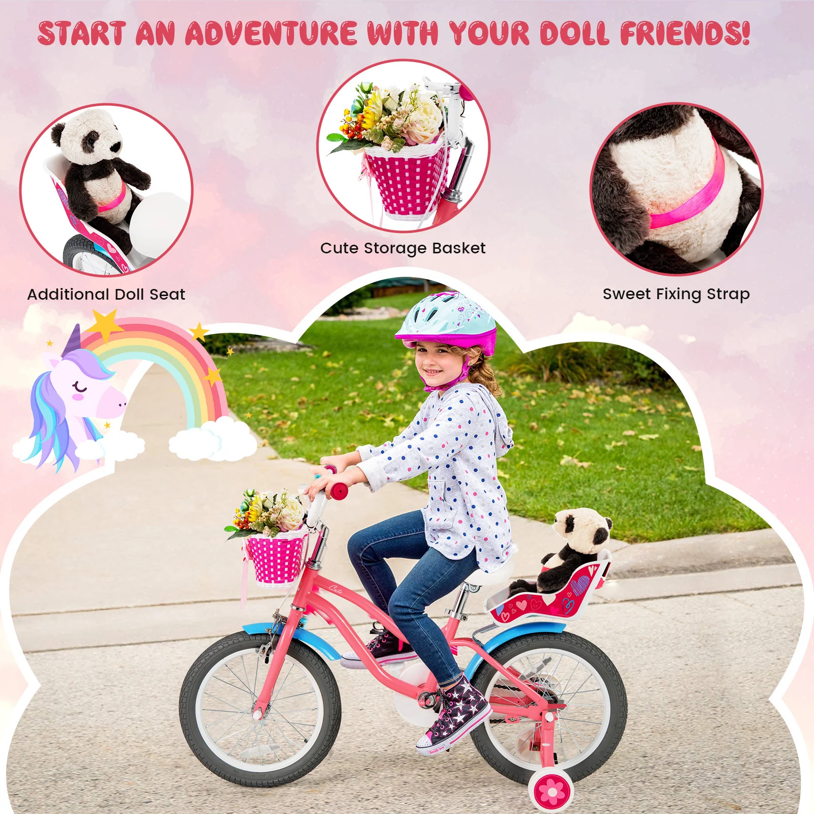 Kids Bicycle with Training Wheels and Basket for Boys and Girls Age 3-9 Years - Image 23
