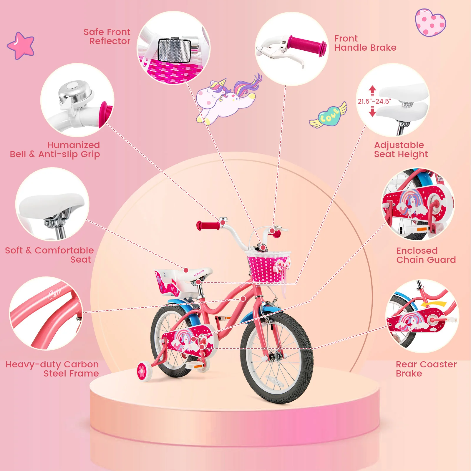 Kids Bicycle with Training Wheels and Basket for Boys and Girls Age 3-9 Years - Image 24