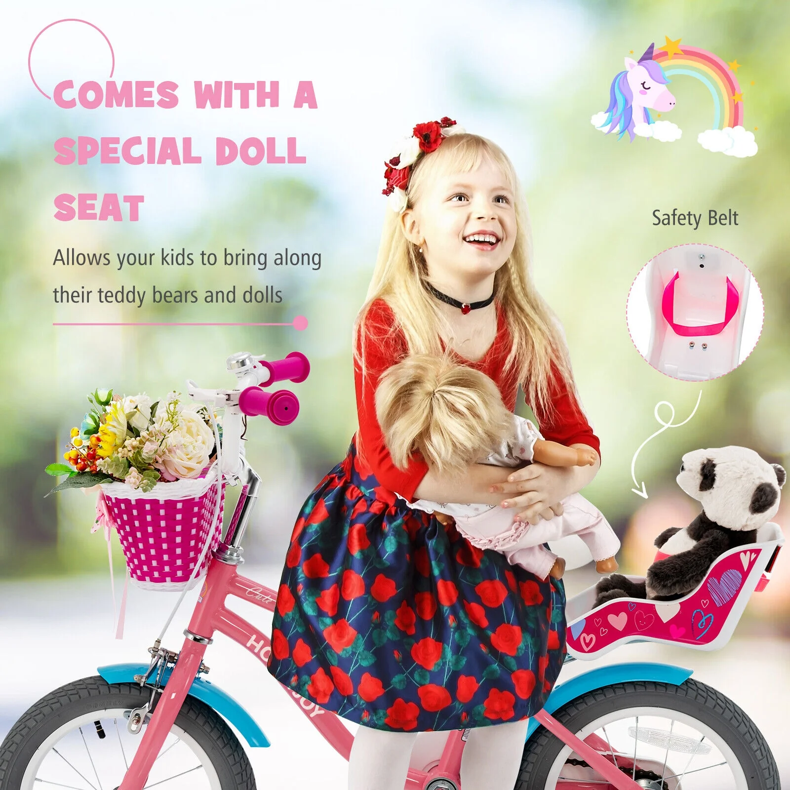 Kids Bicycle with Training Wheels and Basket for Boys and Girls Age 3-9 Years - Image 6