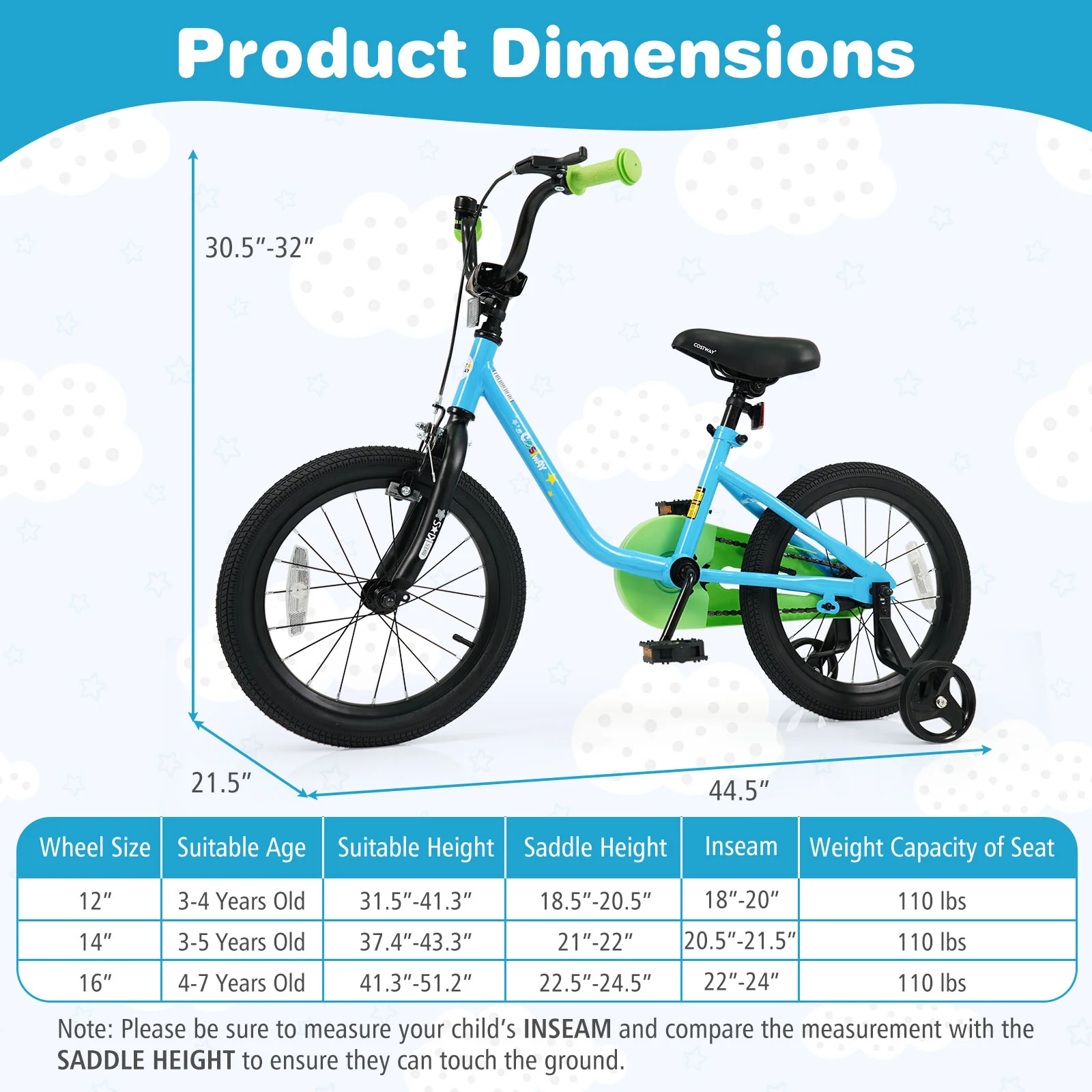 Kids Bike for 3-7 Years Old Boys and Girls 12/14/16-Inch Children Bicycle Blue - Image 12