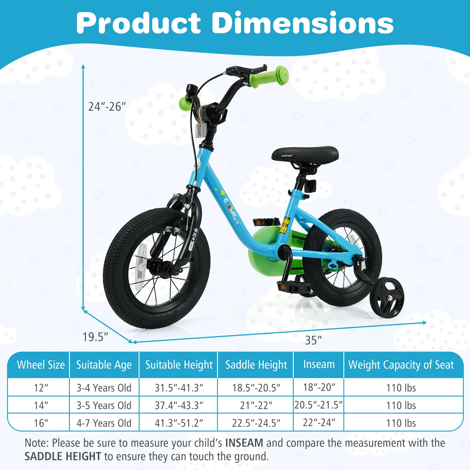 Kids Bike for 3-7 Years Old Boys and Girls 12/14/16-Inch Children Bicycle Blue - Image 20
