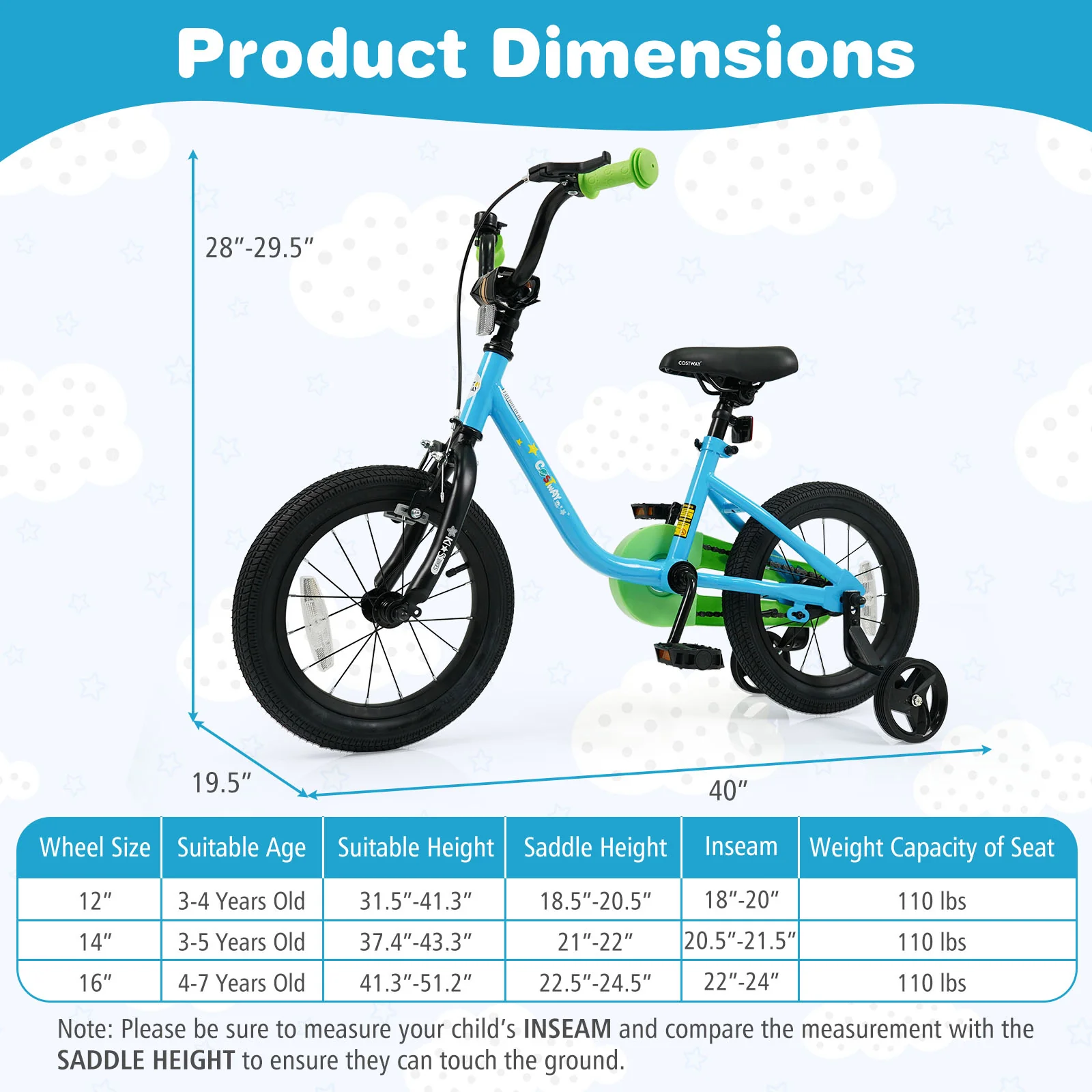 Kids Bike for 3-7 Years Old Boys and Girls 12/14/16-Inch Children Bicycle Blue - Image 4