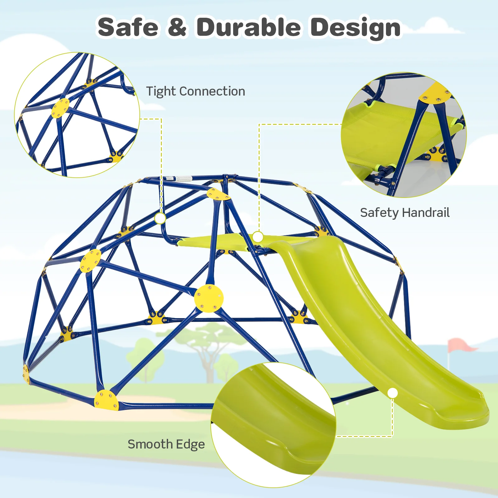 Kids Climbing Dome with Slide and Fabric Cushion for Garden Yard - Image 8