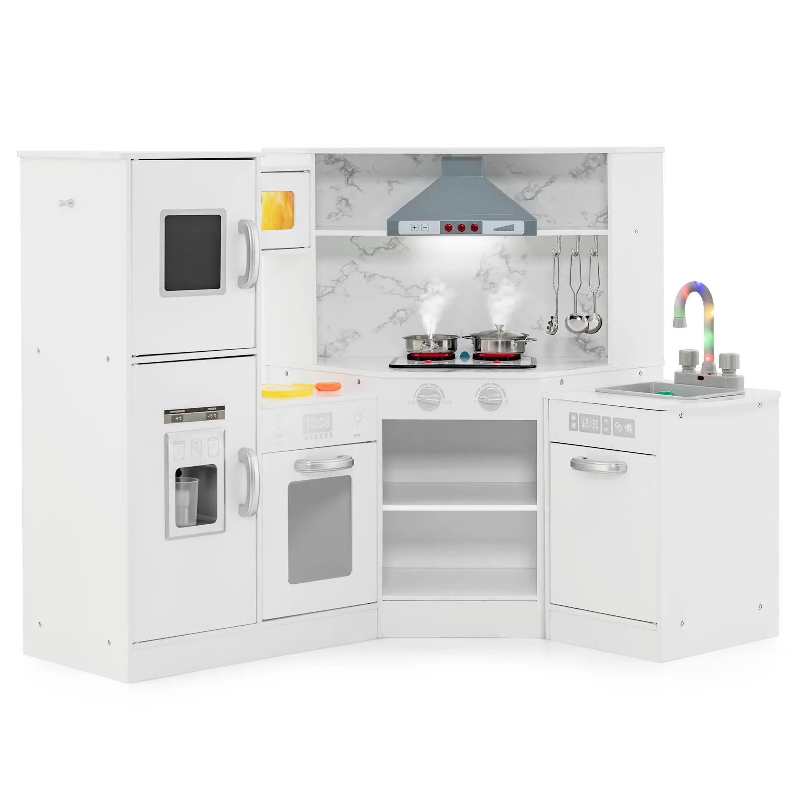 Kids Corner Pretend Kitchen Playset with Separated Washing Basin - Image 10