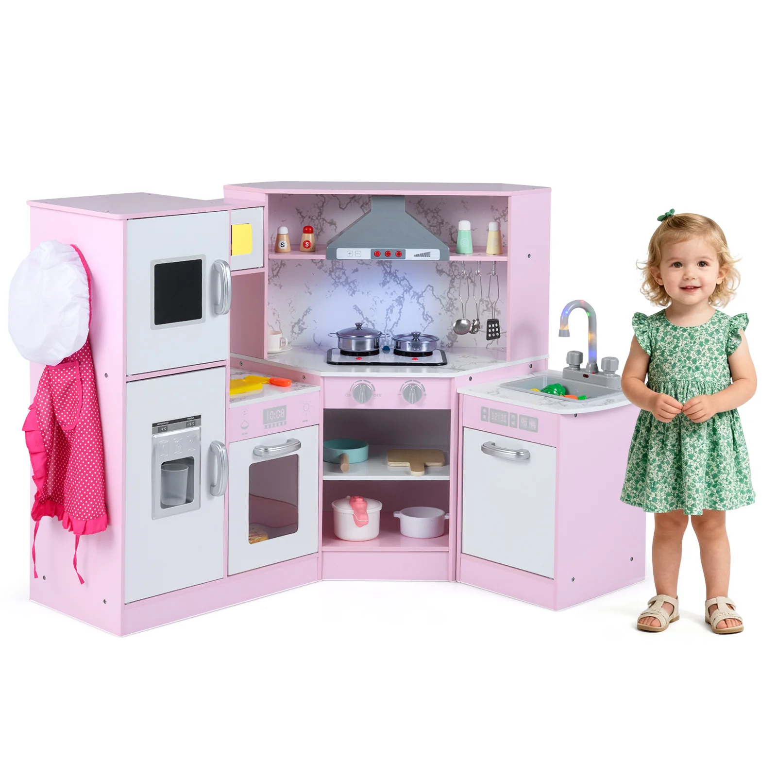 Kids Corner Pretend Kitchen Playset with Separated Washing Basin - Image 19
