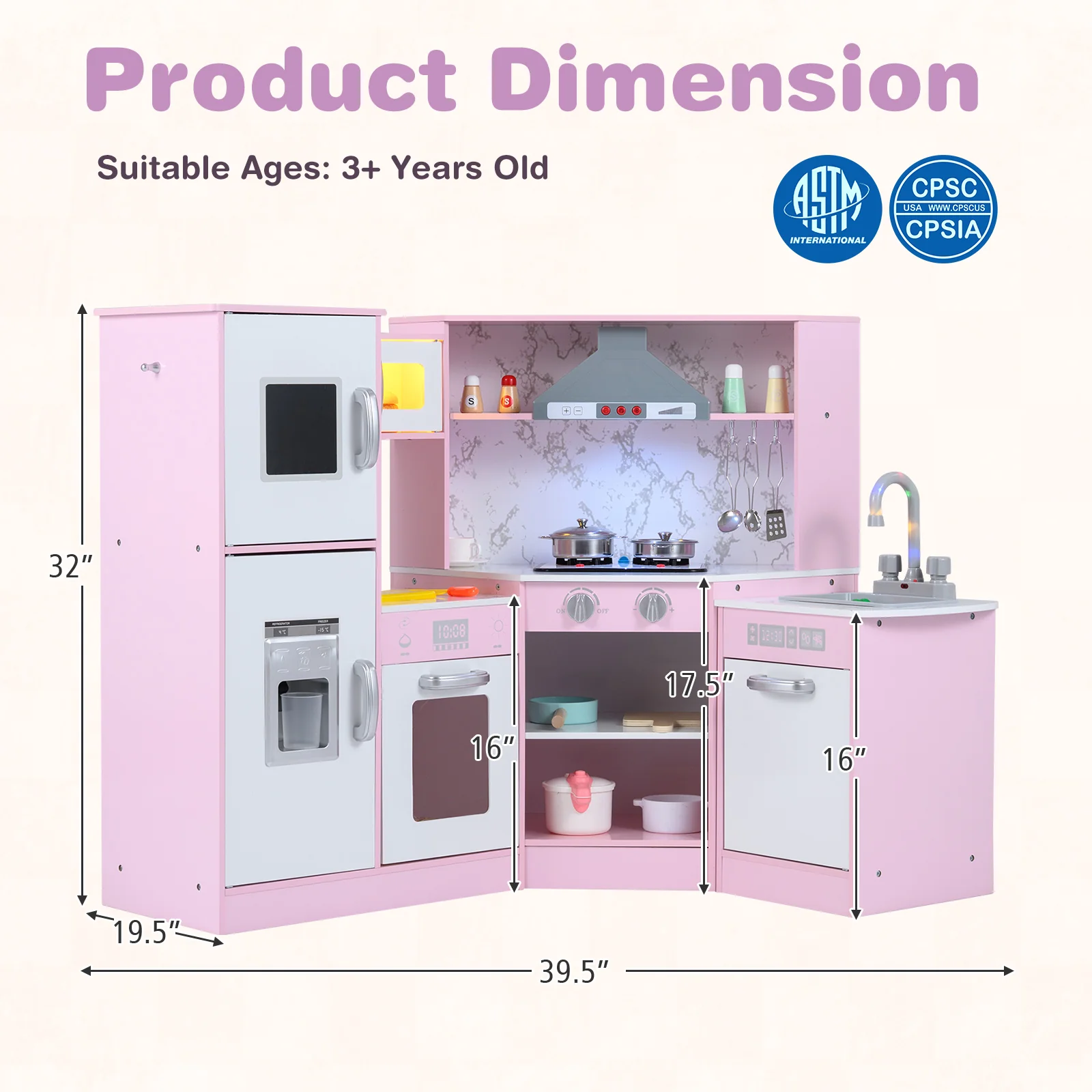 Kids Corner Pretend Kitchen Playset with Separated Washing Basin - Image 20