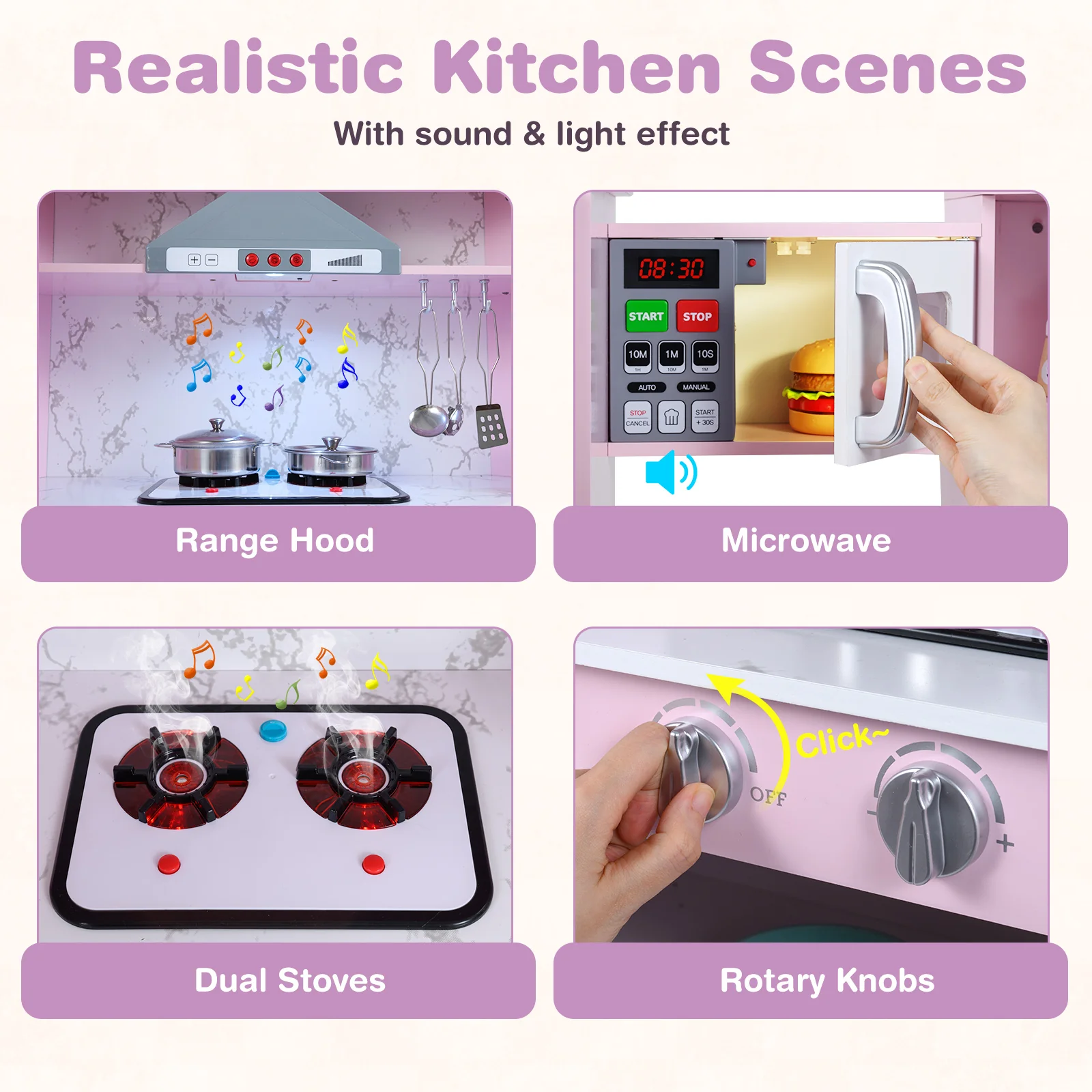 Kids Corner Pretend Kitchen Playset with Separated Washing Basin - Image 23
