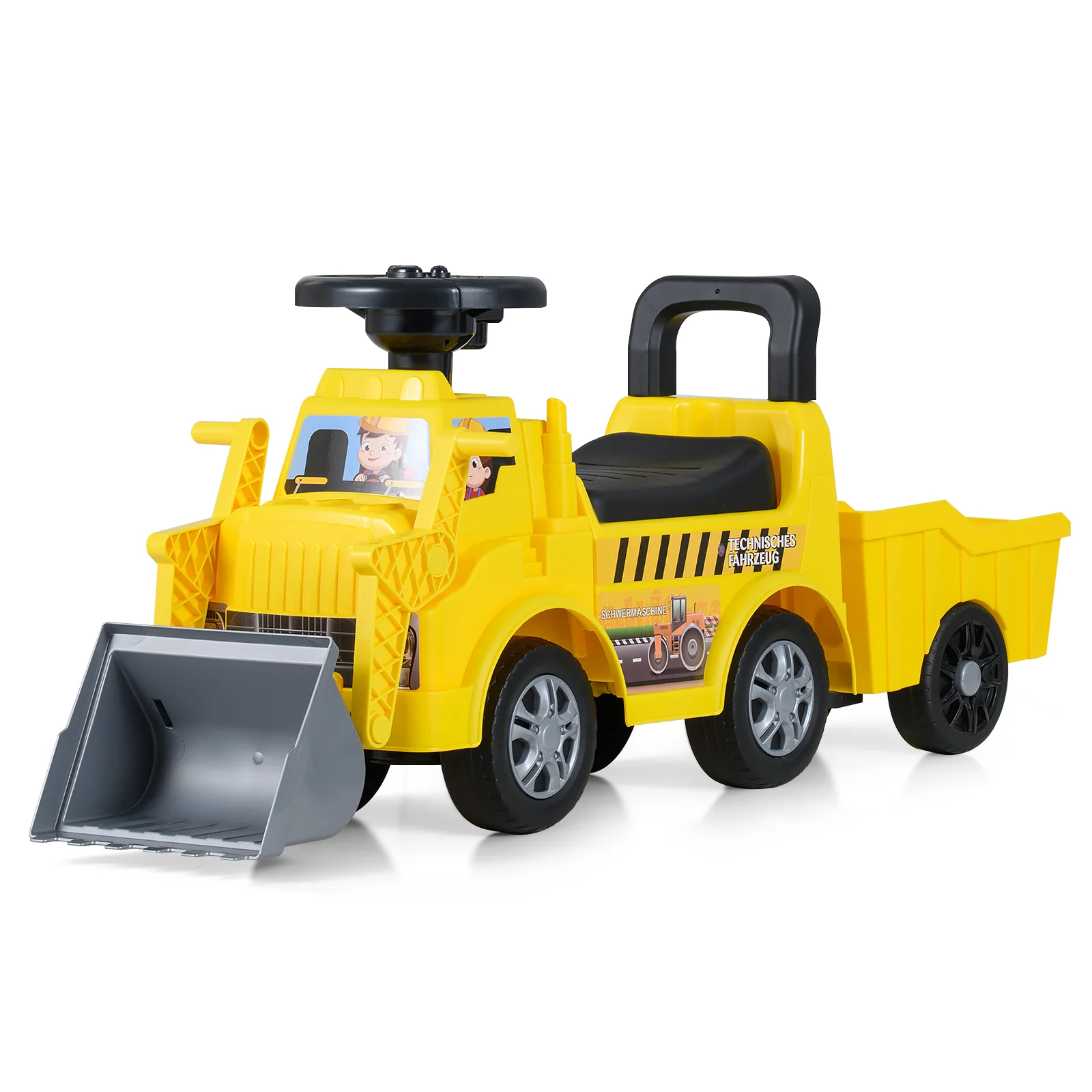 Kids Digger Ride on Truck with Shovel and Under-Seat Compartment - Image 3