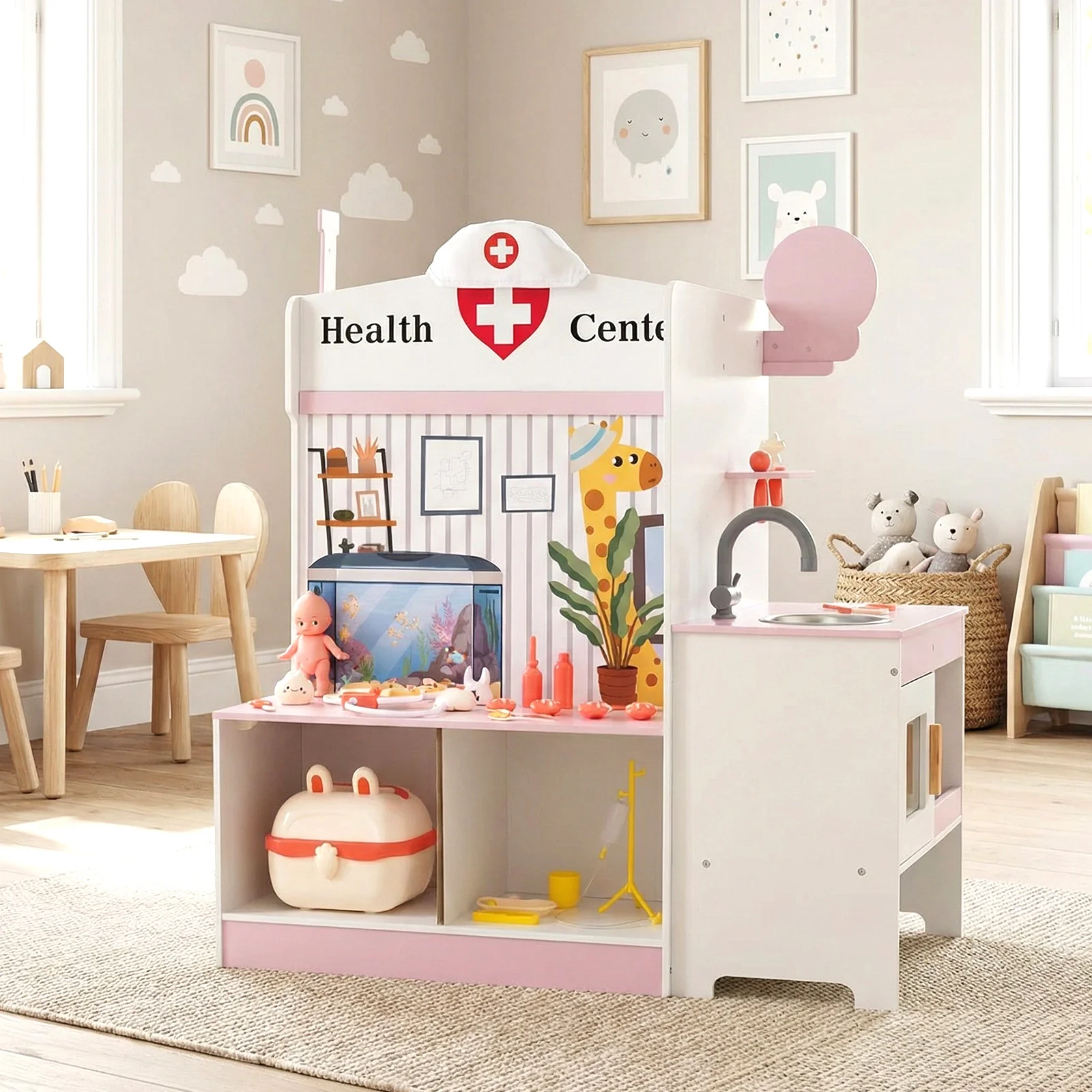 Kids Doctor Play Set with Adjustable Height Bar - Image 6