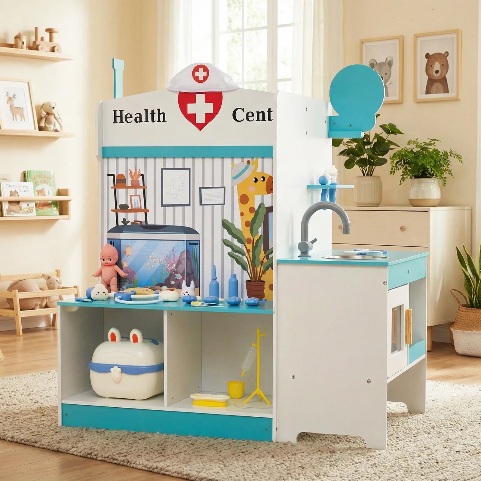 Kids Doctor Play Set with Adjustable Height Bar - Image 9