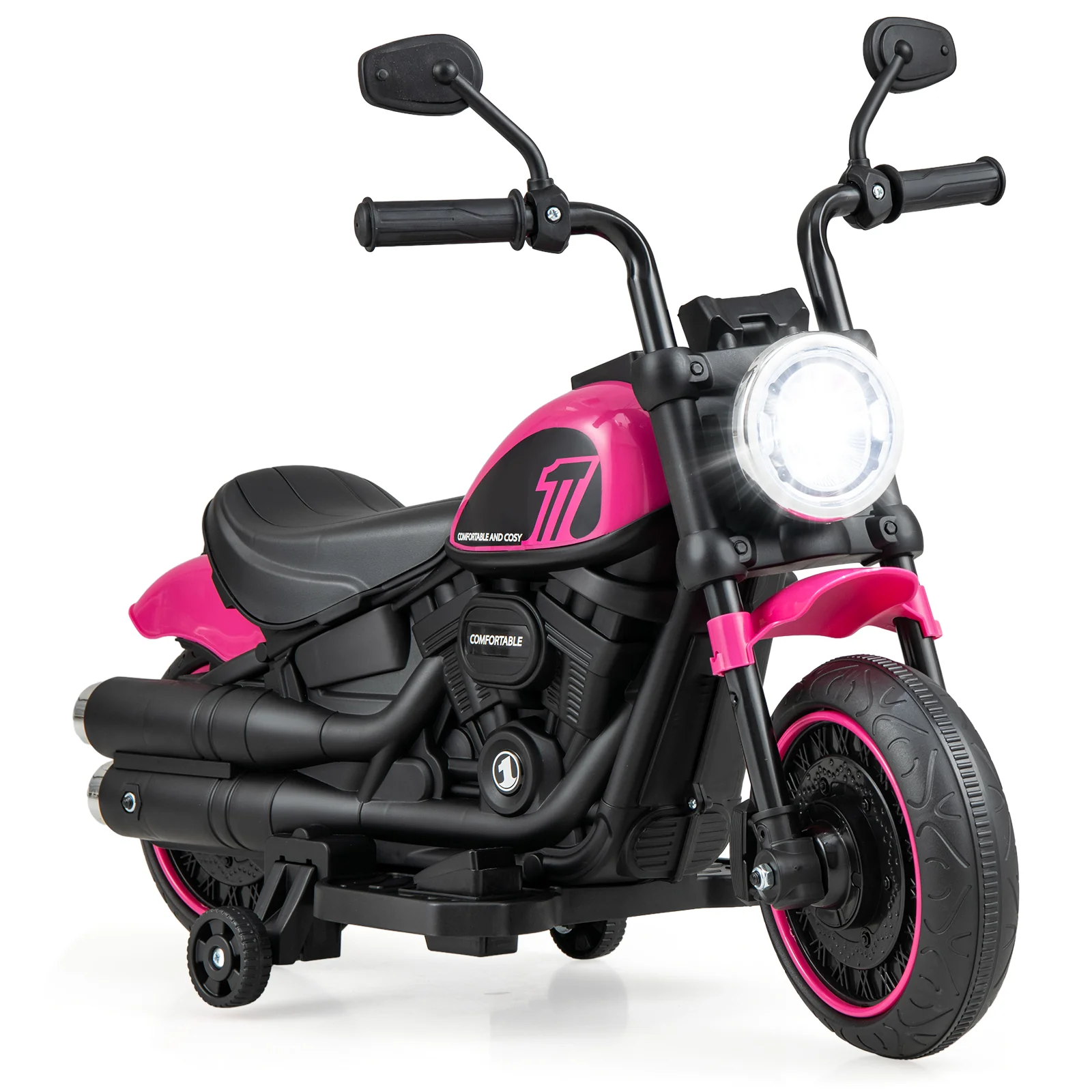 Kids Electric Motorcycle with Training Wheels and LED Headlights - Image 11