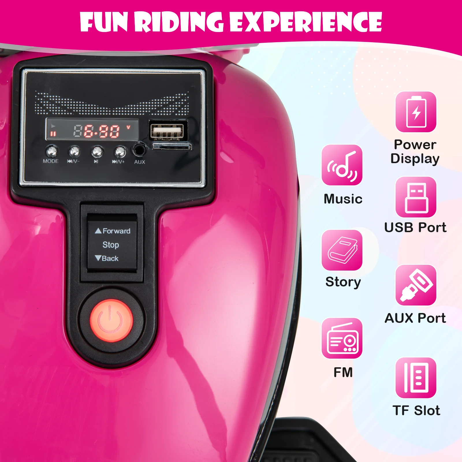Kids Electric Motorcycle with Training Wheels and LED Headlights - Image 13