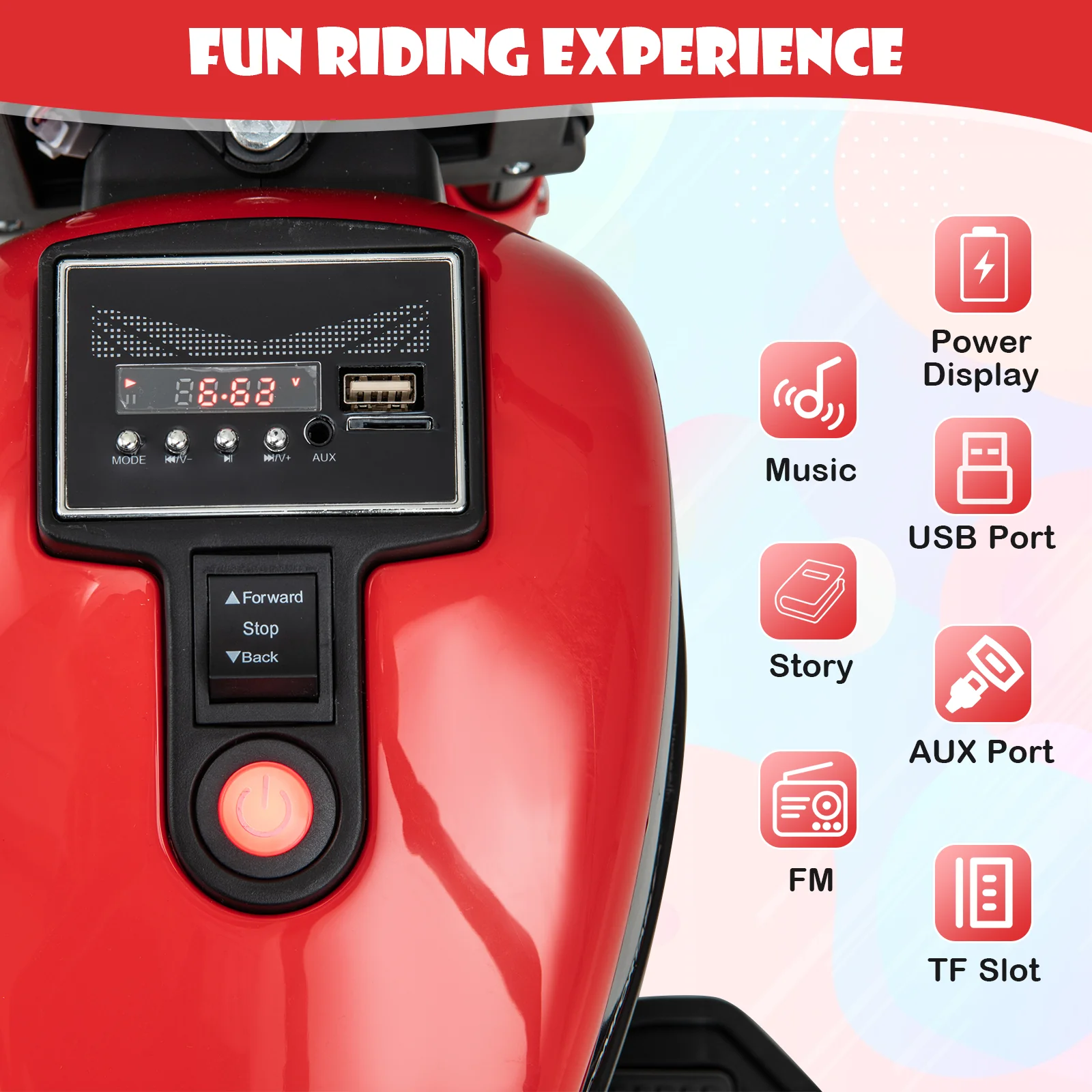 Kids Electric Motorcycle with Training Wheels and LED Headlights - Image 21