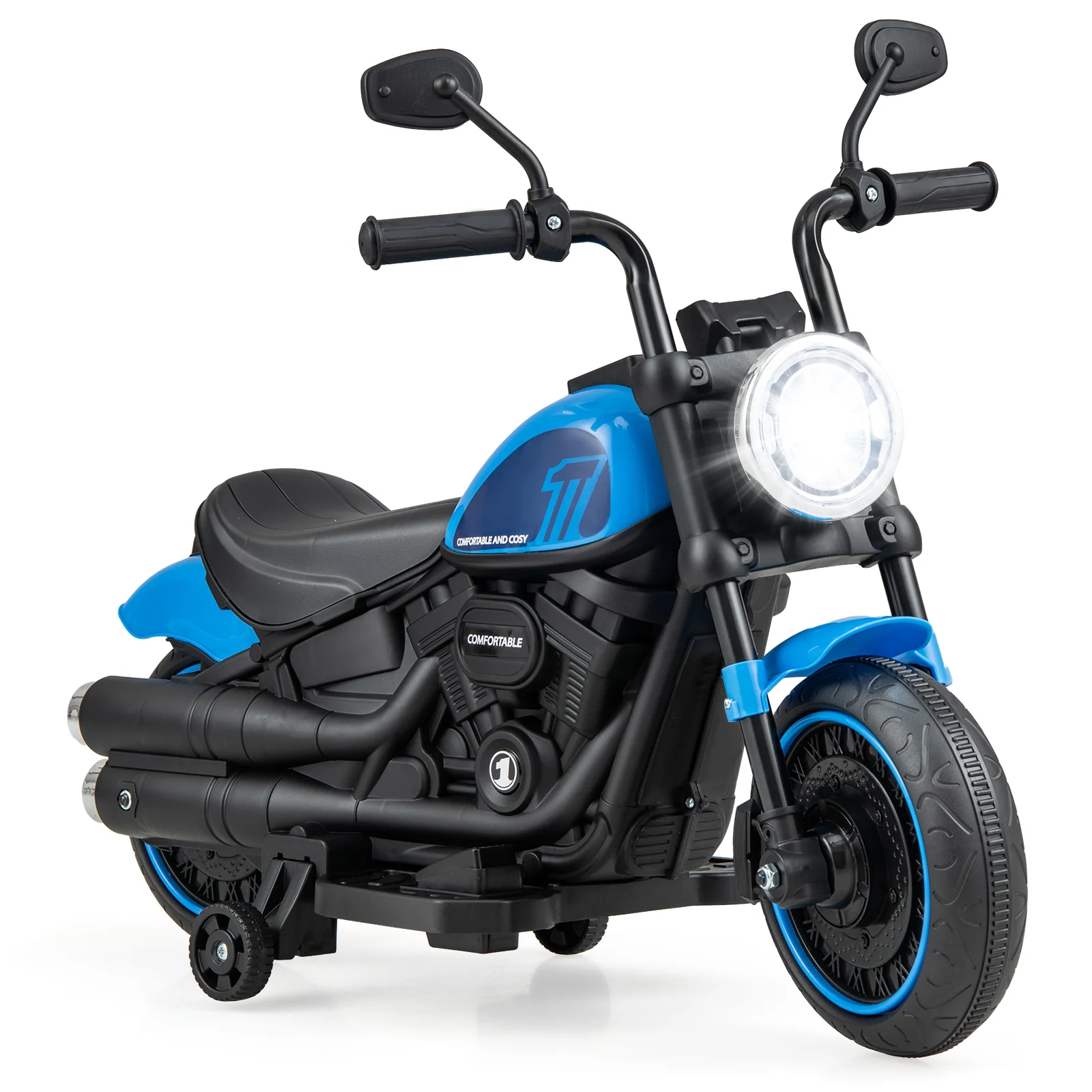 Kids Electric Motorcycle with Training Wheels and LED Headlights - Image 3