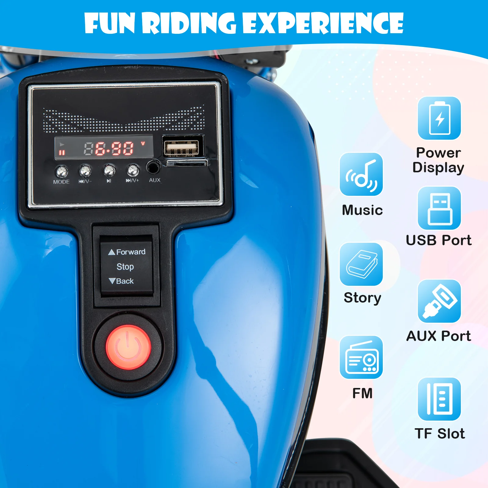 Kids Electric Motorcycle with Training Wheels and LED Headlights - Image 5