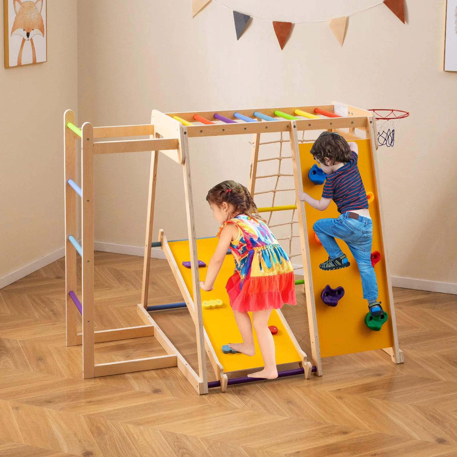 Kids Indoor Playground 6-in-1 Jungle Gym for 3-14 Years Olds - Image 10