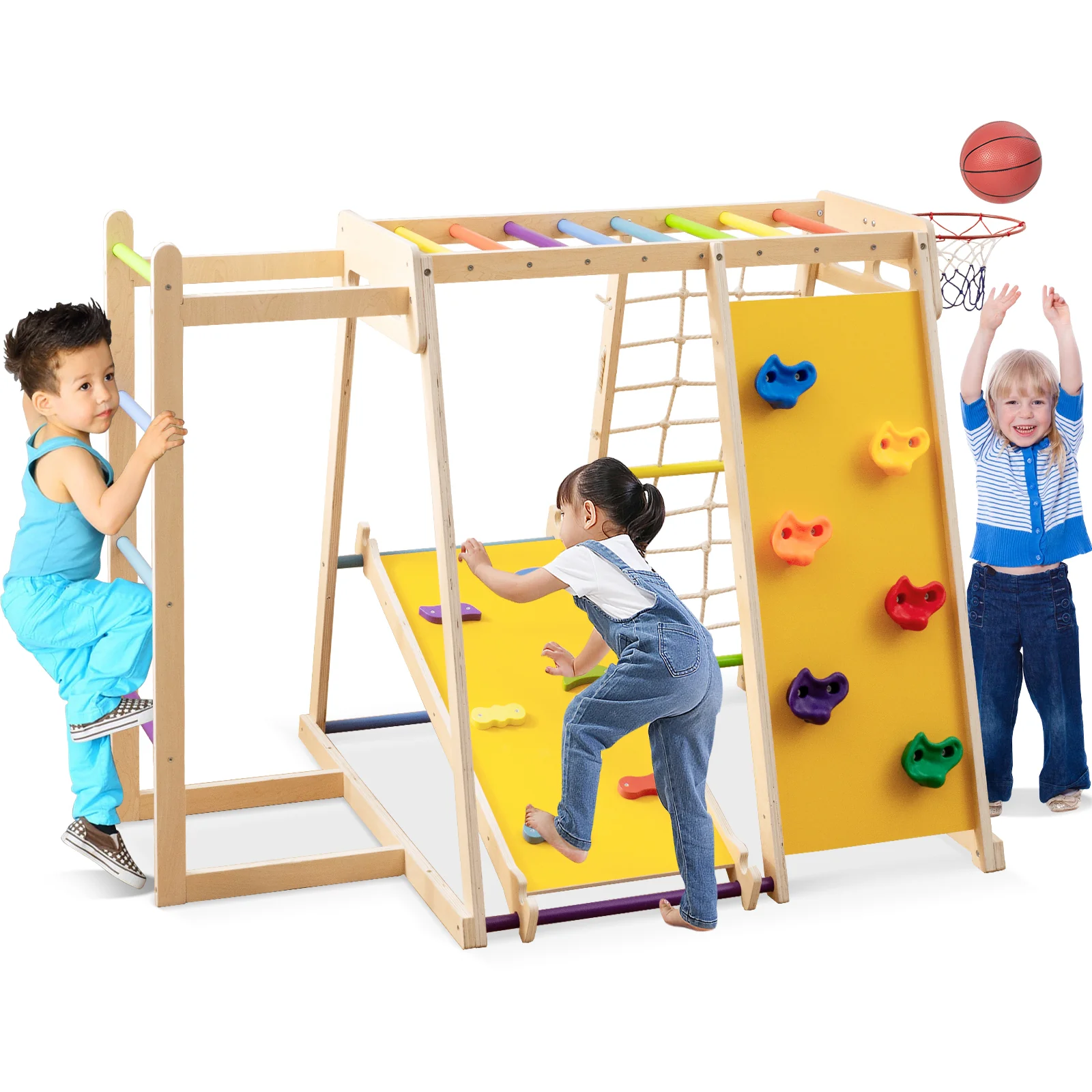 Kids Indoor Playground 6-in-1 Jungle Gym for 3-14 Years Olds - Image 12