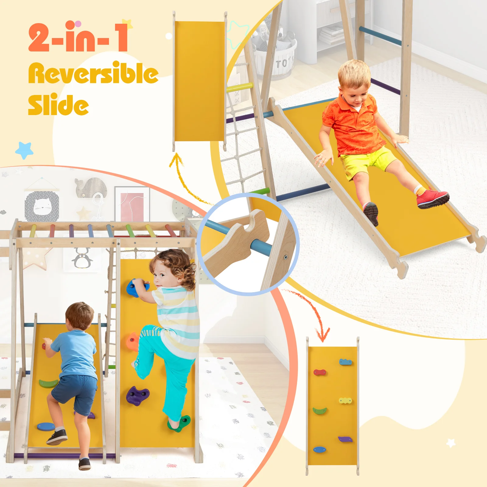Kids Indoor Playground 6-in-1 Jungle Gym for 3-14 Years Olds - Image 15
