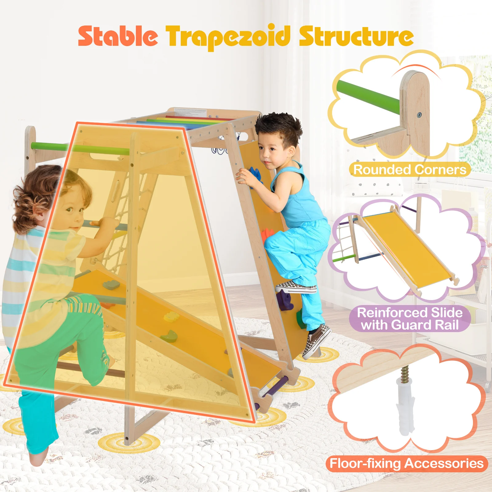 Kids Indoor Playground 6-in-1 Jungle Gym for 3-14 Years Olds - Image 16